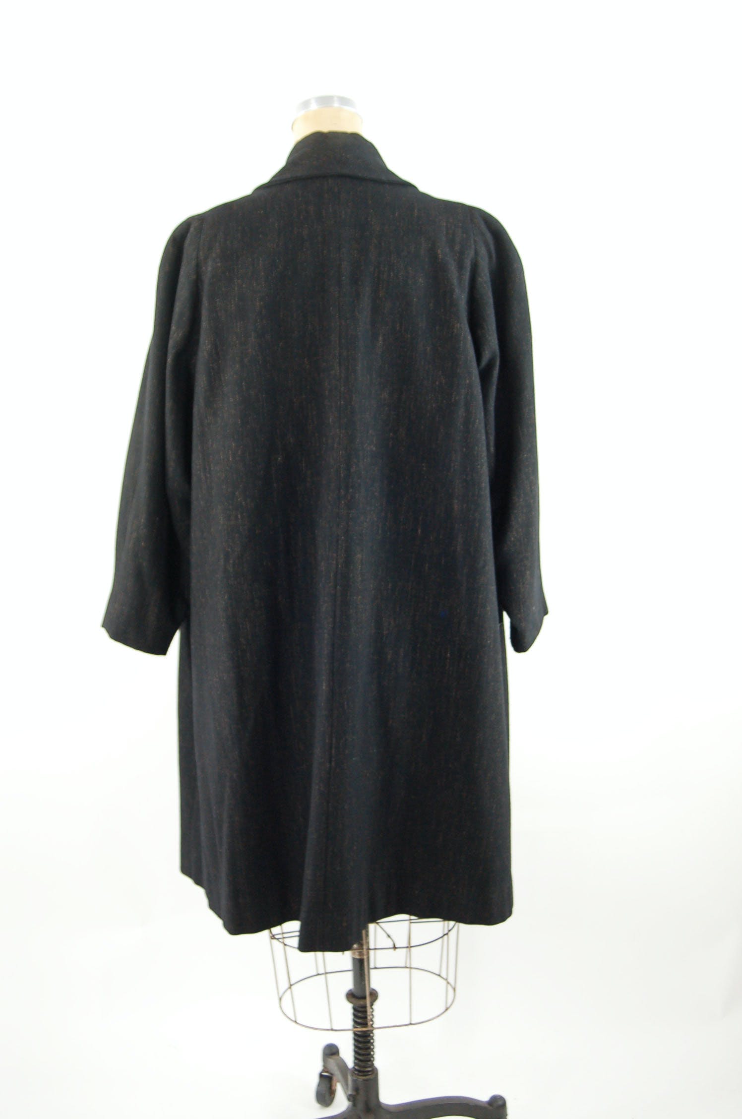 Vintage 50's Black Shawl Collar Wool Swing Coat | Shop THRILLING
