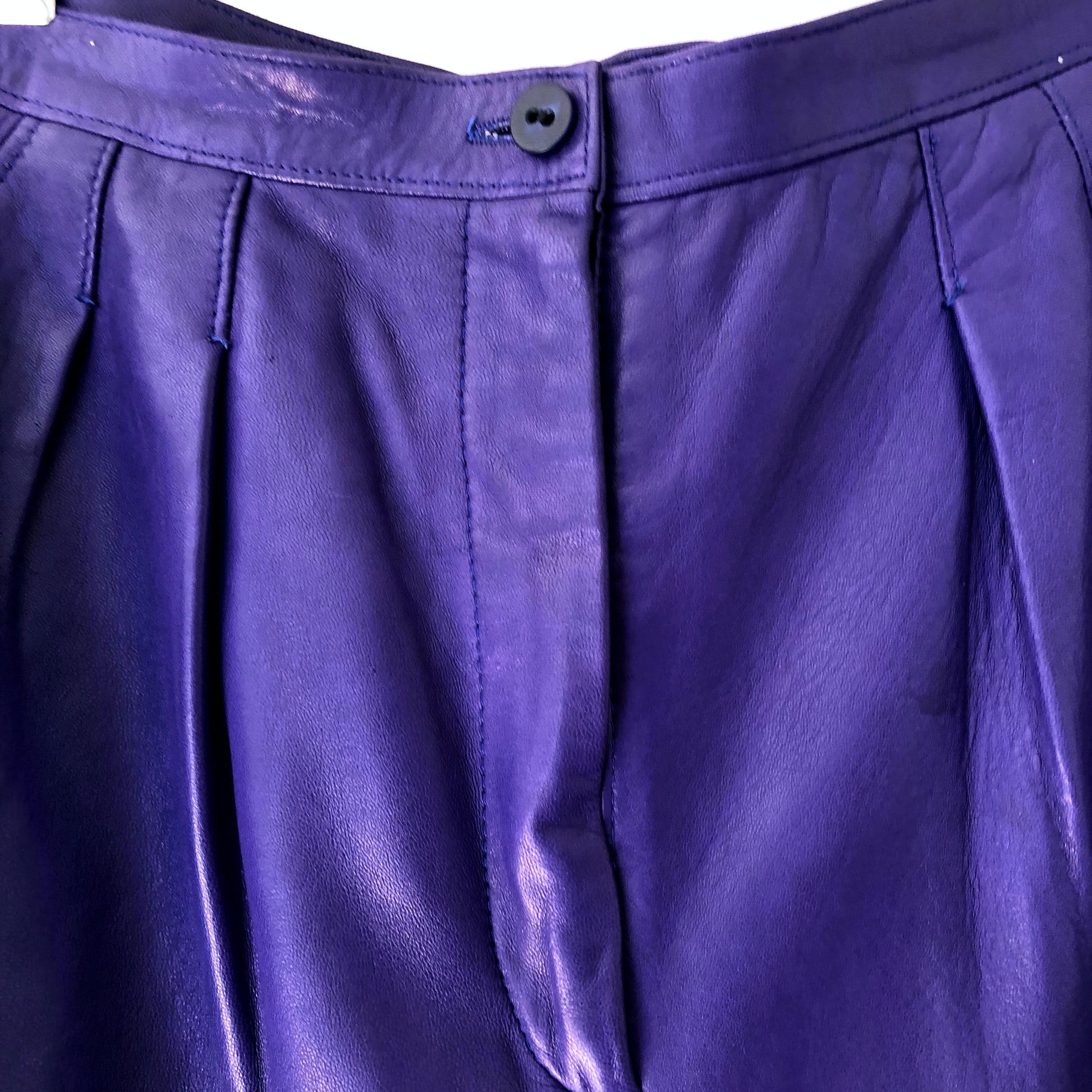 Vintage 80’s Purple High Waist Leather Pants by La Difference | Shop ...