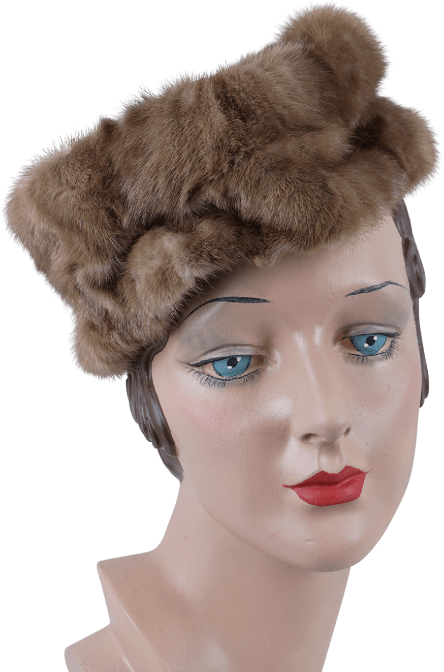 Vintage 60’s Fur Pillbox Hat Shop THRILLING
