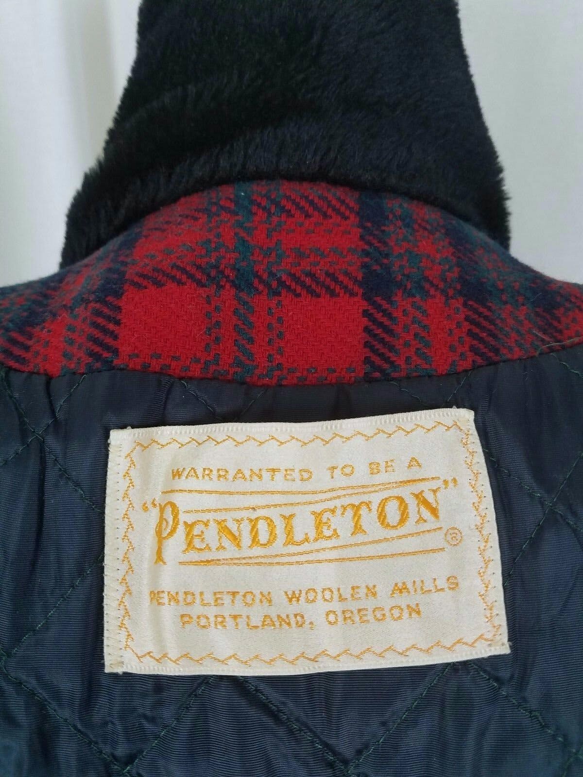 Vintage Black and Red Plaid Quilted Wool Coat by Pendleton | Shop THRILLING