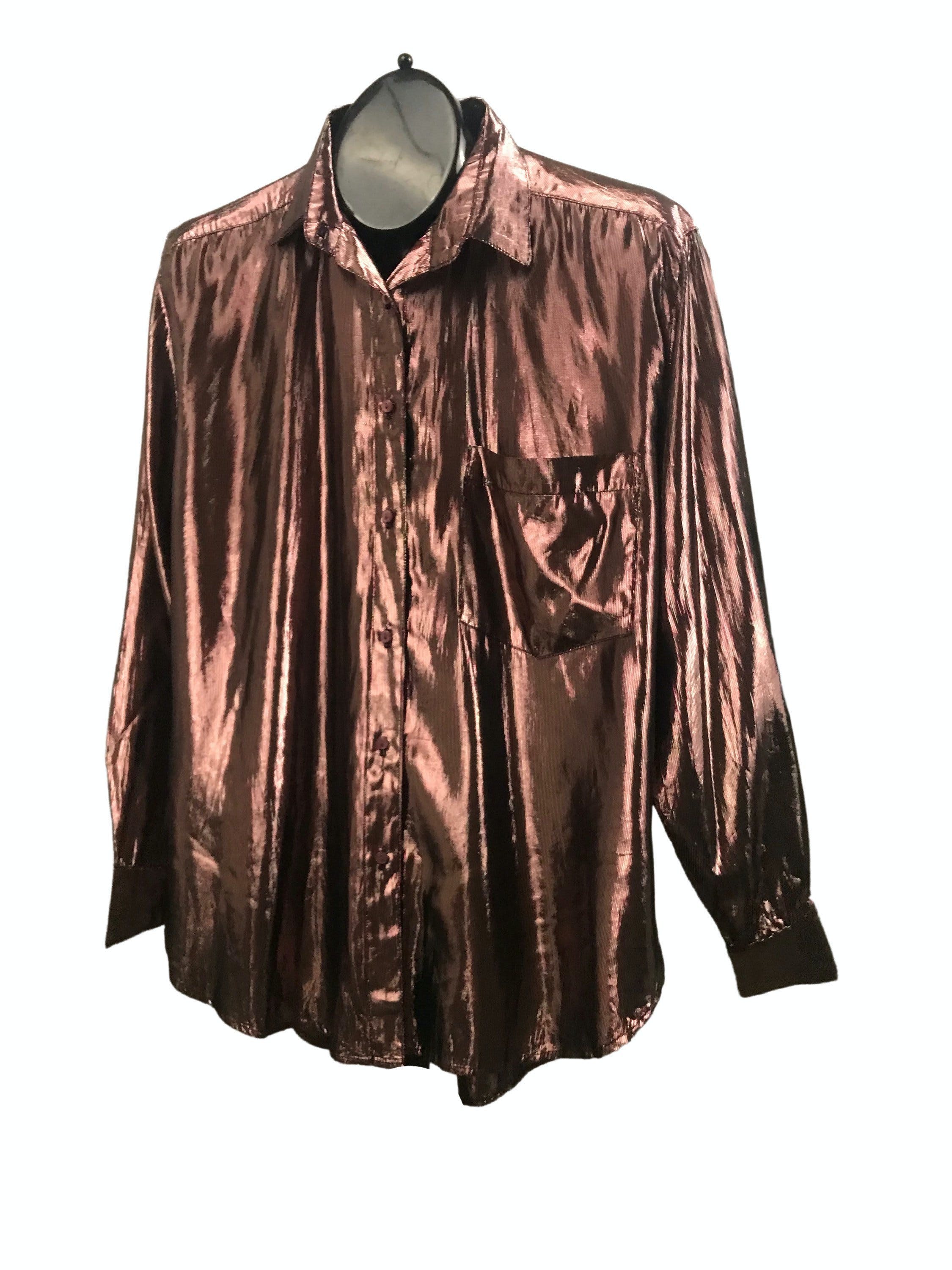 Vintage 90’s Oversized Metallic Button Up Blouse by Year of.... | Shop ...