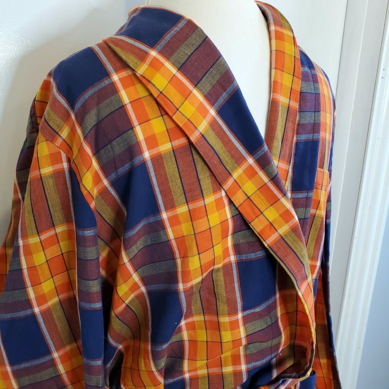 Vintage 70’s Orange and Blue Plaid Belted Robe by Sears | Shop THRILLING