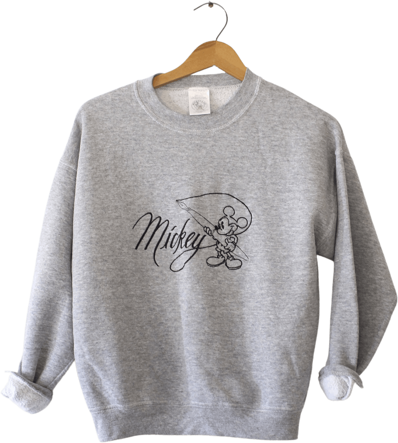 Vintage Gray Black Embroidered Mickey Mouse Sweatshirt by Mickey&Co ...
