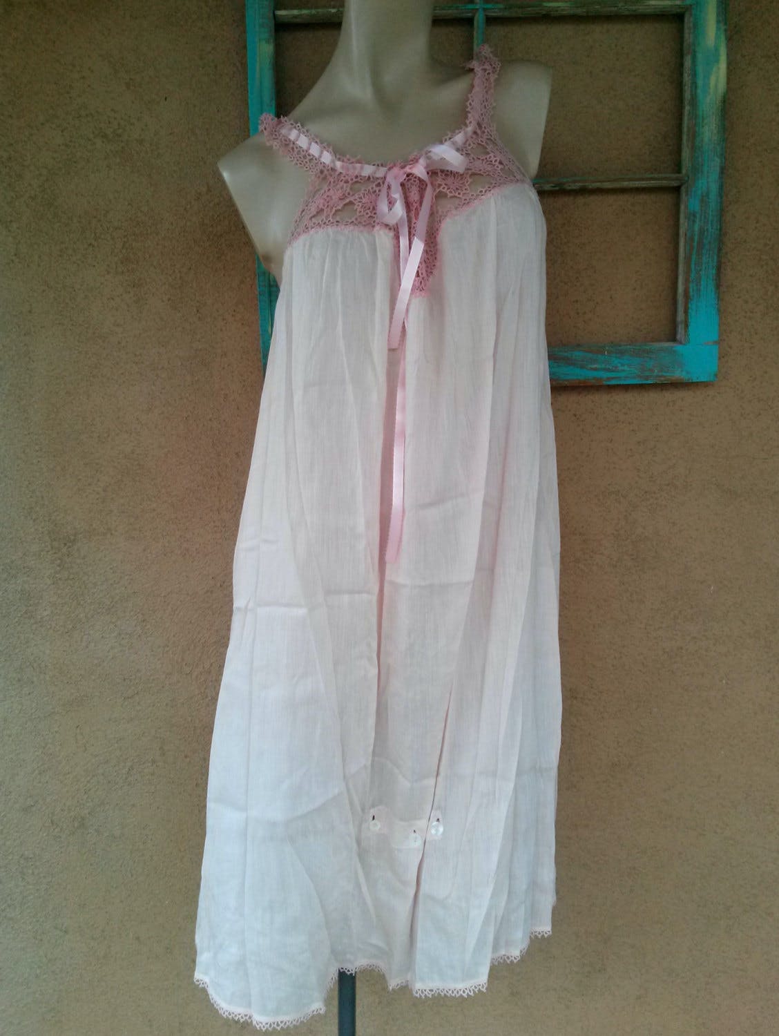 Vintage 20’s/30’s Pink Silky Cotton and Lace Nightgown | Shop THRILLING
