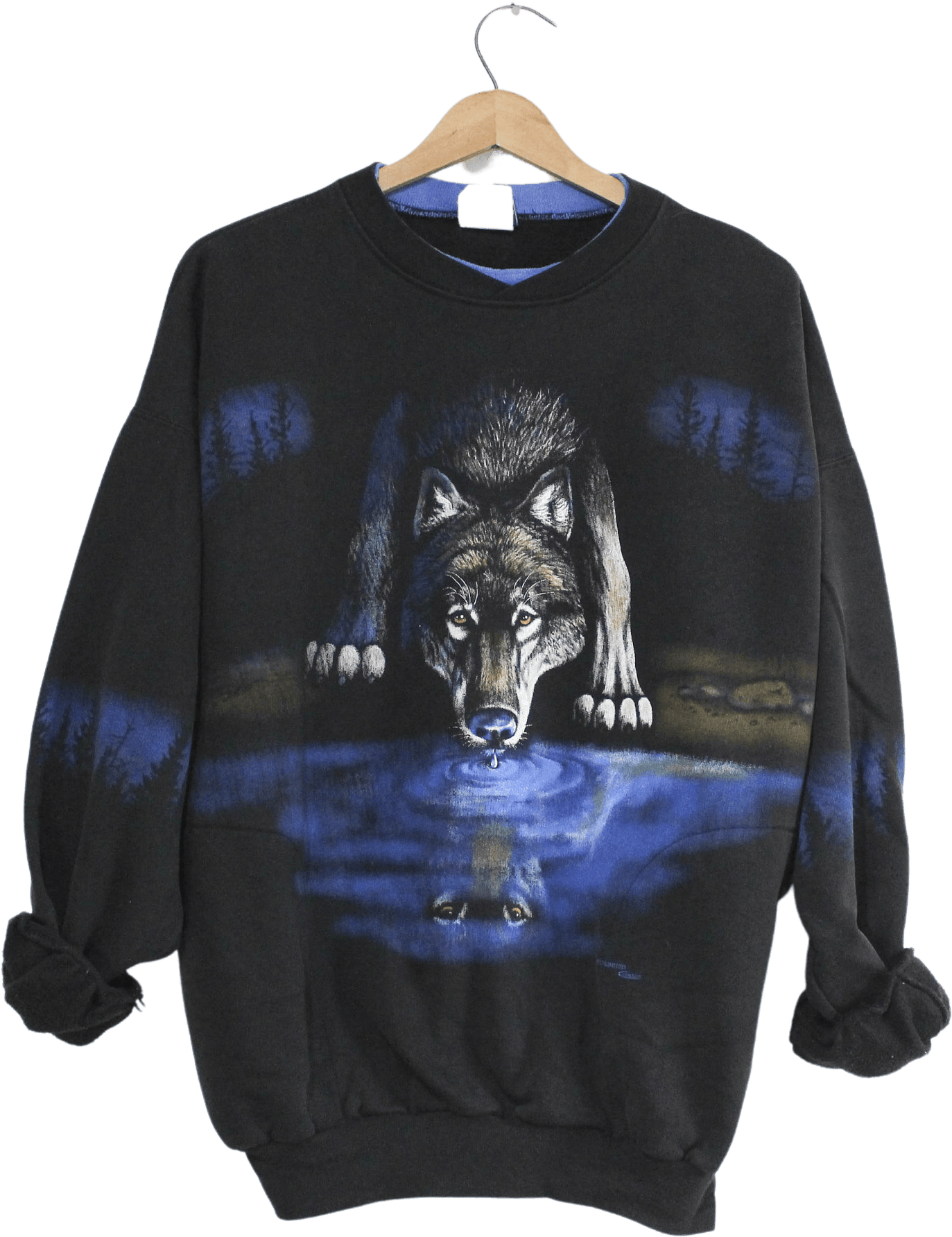Vintage Black Wolf Wilderness Cotton Sweatshirt by Art Unlimited | Shop ...