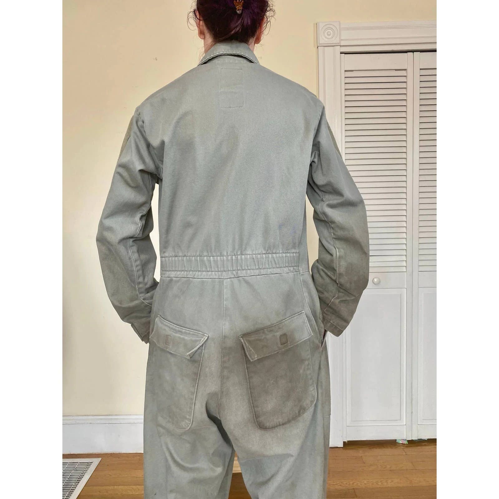 Vintage 80’s Gray Oil Stained Mechanic Coveralls Overalls Military ...