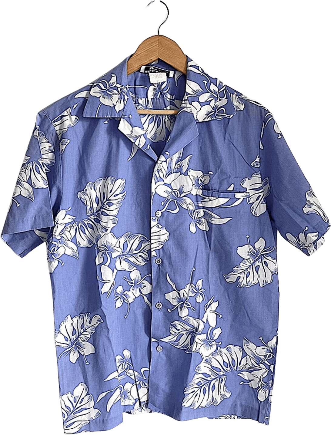Vintage Blue and White Floral Print Cotton Button Up Shirt by Hilo ...