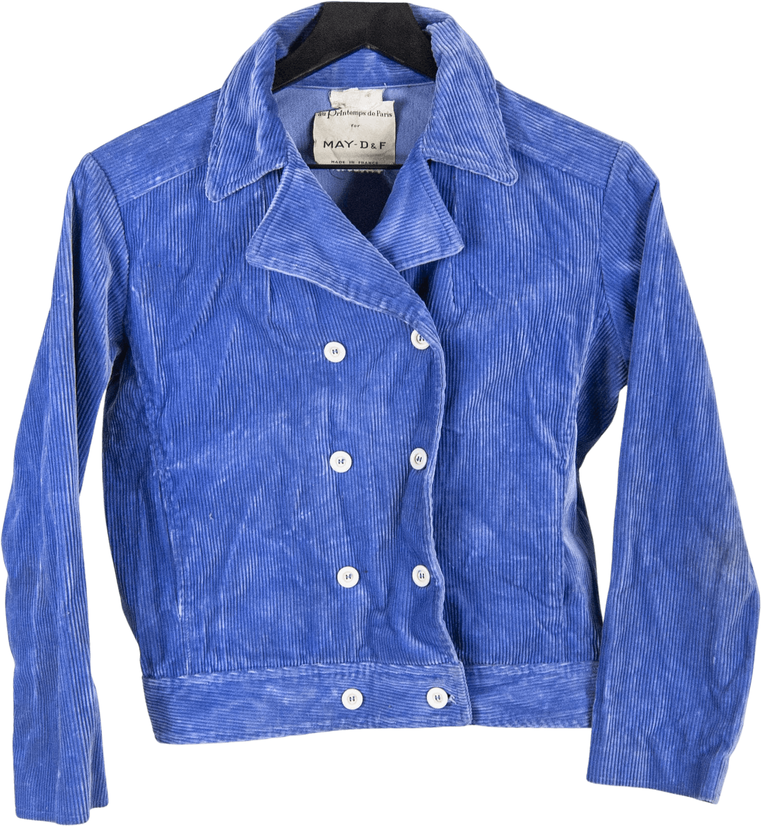 Vintage 60's Periwinkle Corduroy Double Breasted Jacket by Printemps de ...