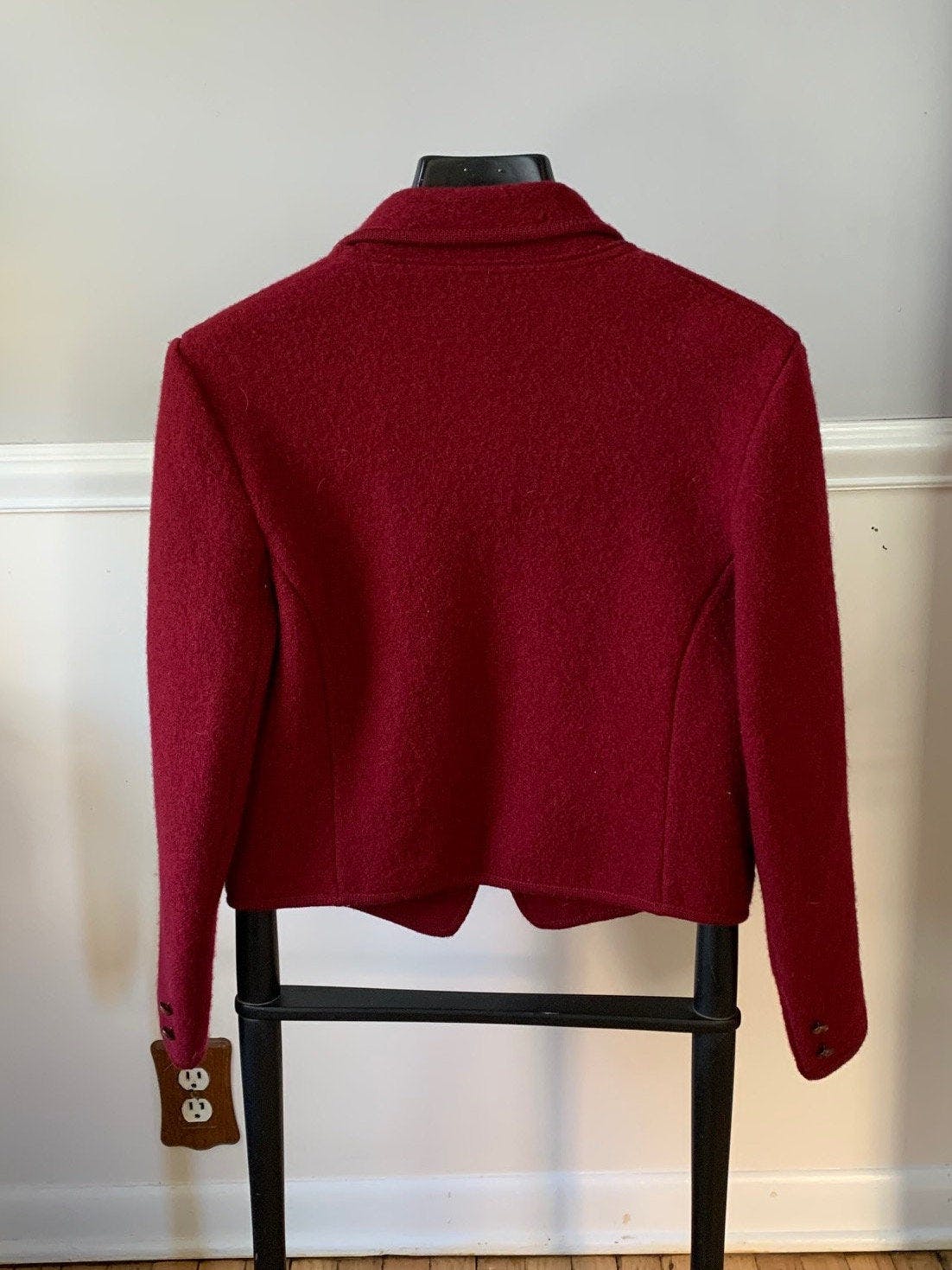 Vintage Red Wool Cropped Single Button Jacket by Deans of Scotland ...