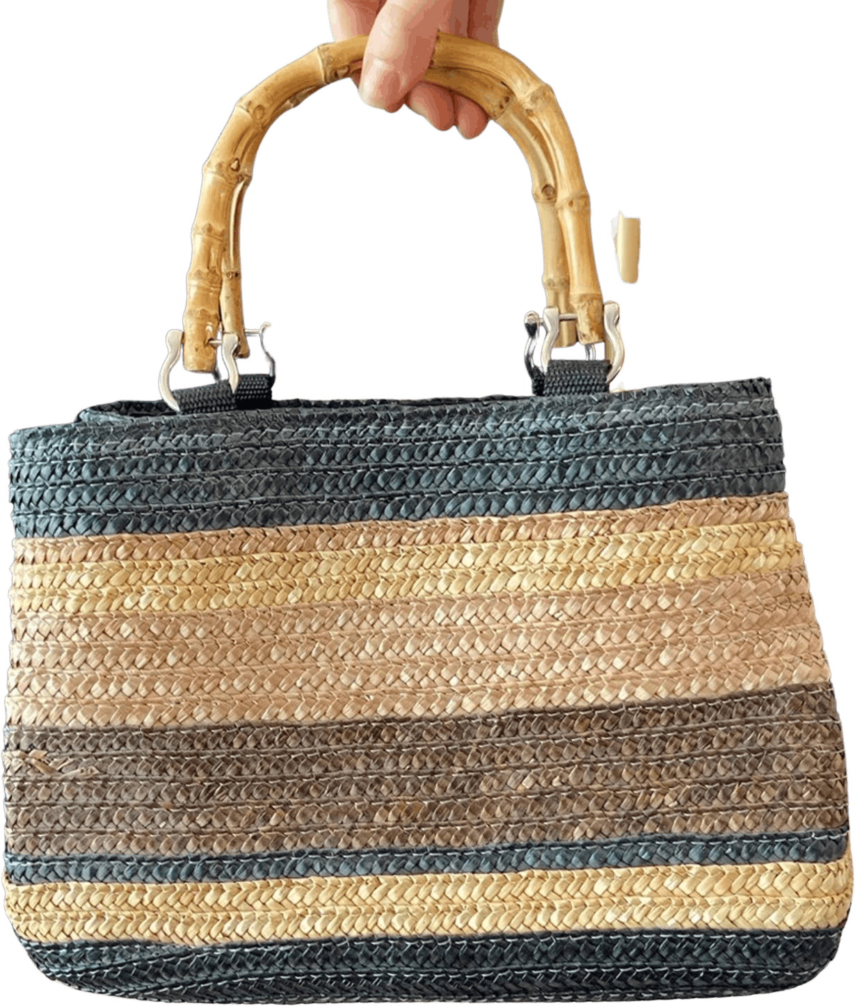 Vintage Straw Bag with Wooden Handles Shop THRILLING