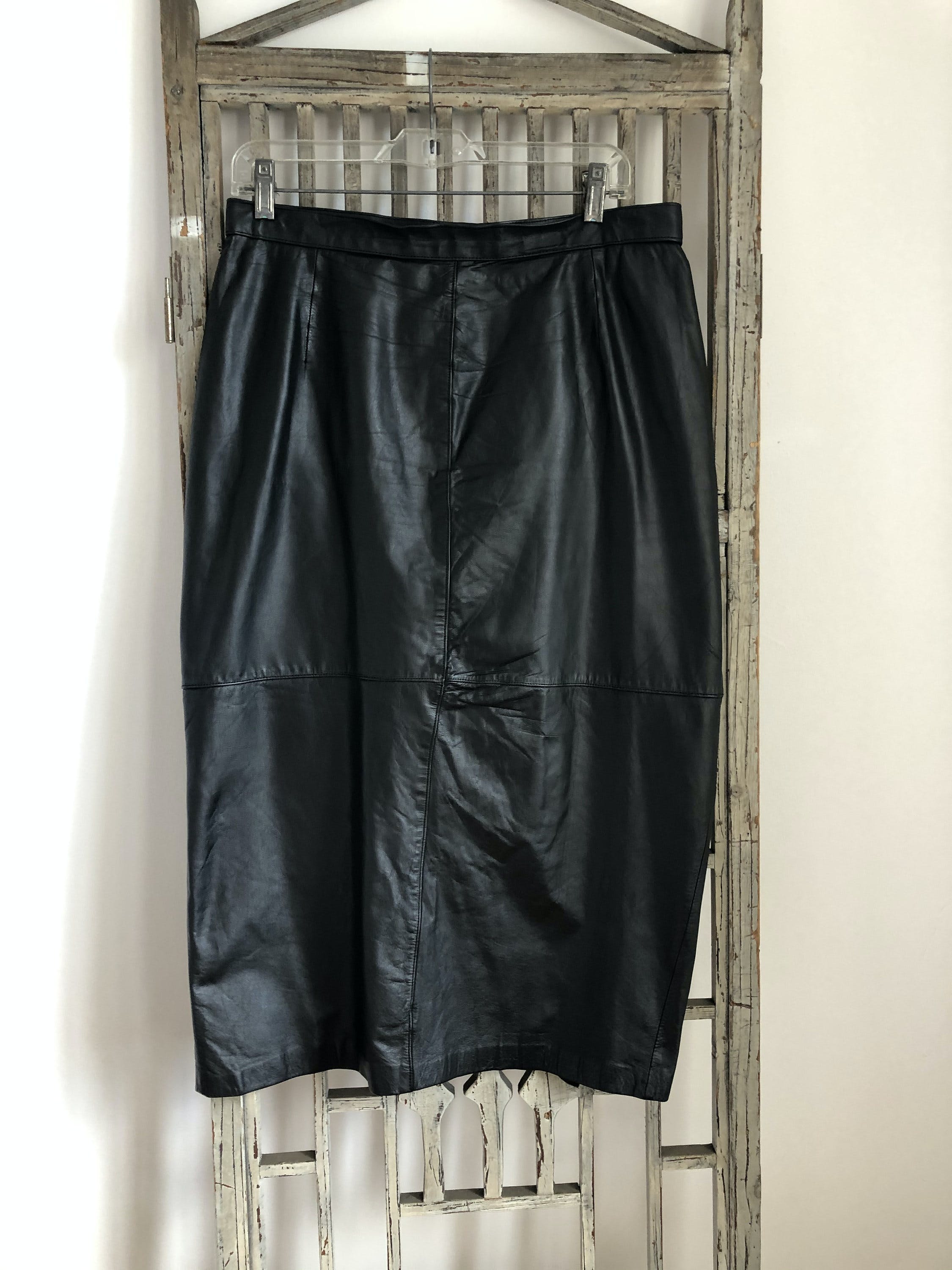Vintage 80’s Black Leather Midi Pencil Skirt | Shop THRILLING