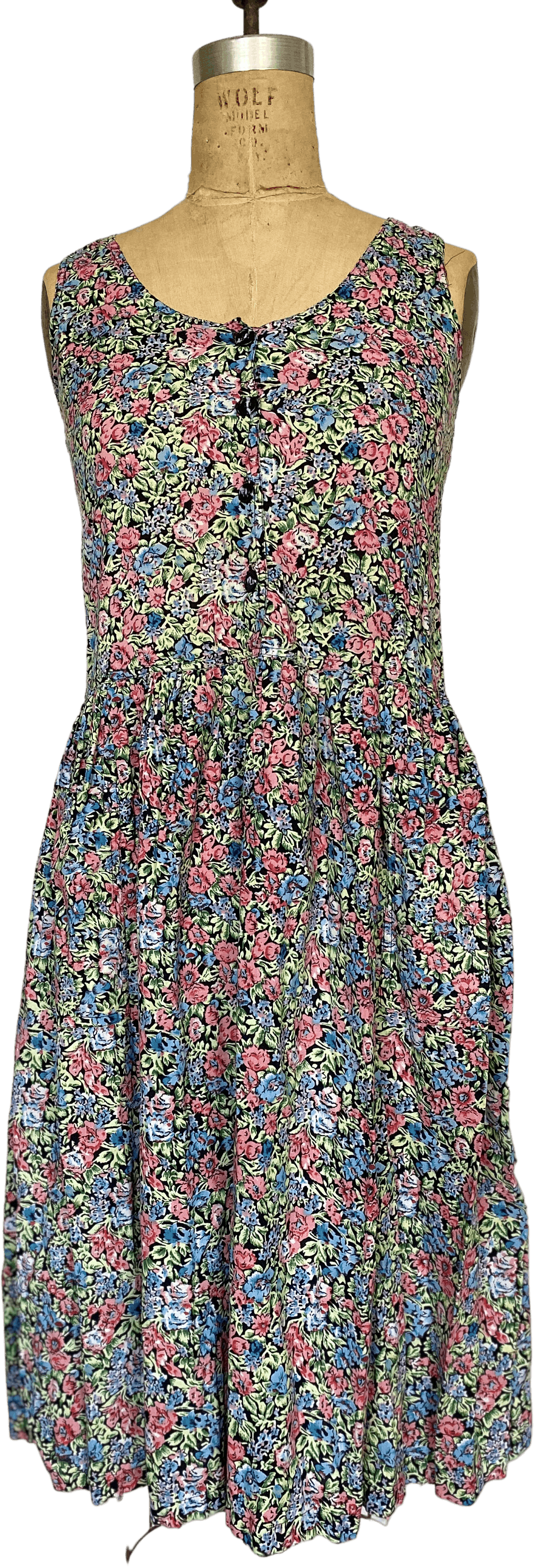 Vintage Floral Print Cross Back Dress with Pockets Shop THRILLING