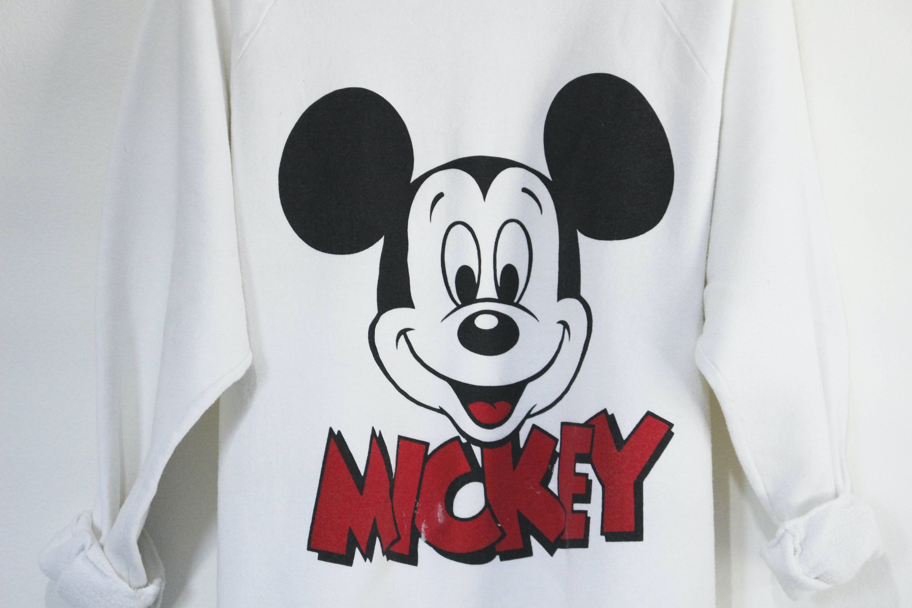 Vintage White Sweatshirt with Mickey Mouse Printed by Disney Character ...