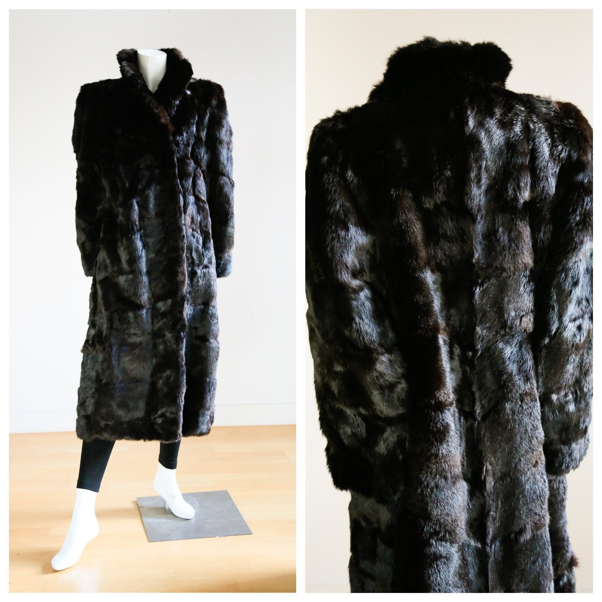 Old Rabbit Coat Vintage Long Brown Rabbit Fur Coat | Shop THRILLING