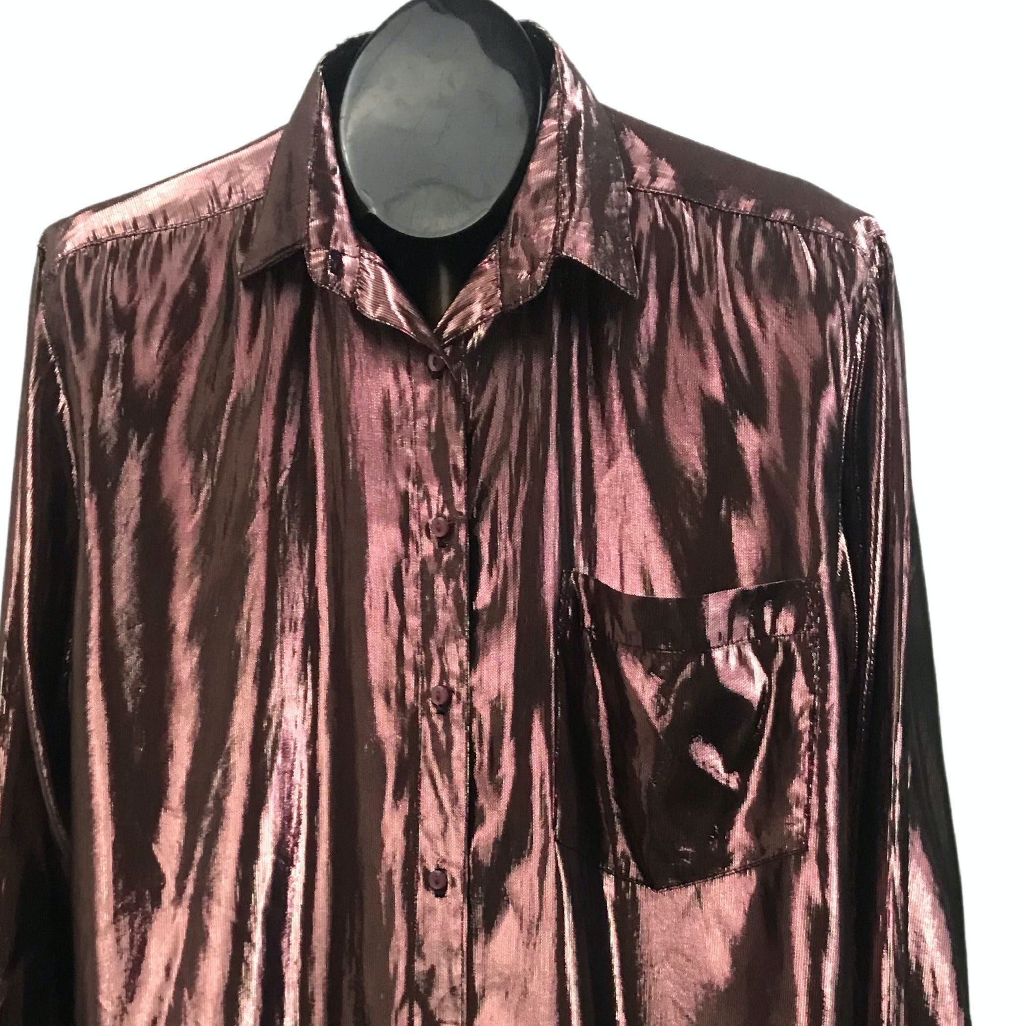 Vintage 90’s Oversized Metallic Button Up Blouse by Year of.... | Shop ...