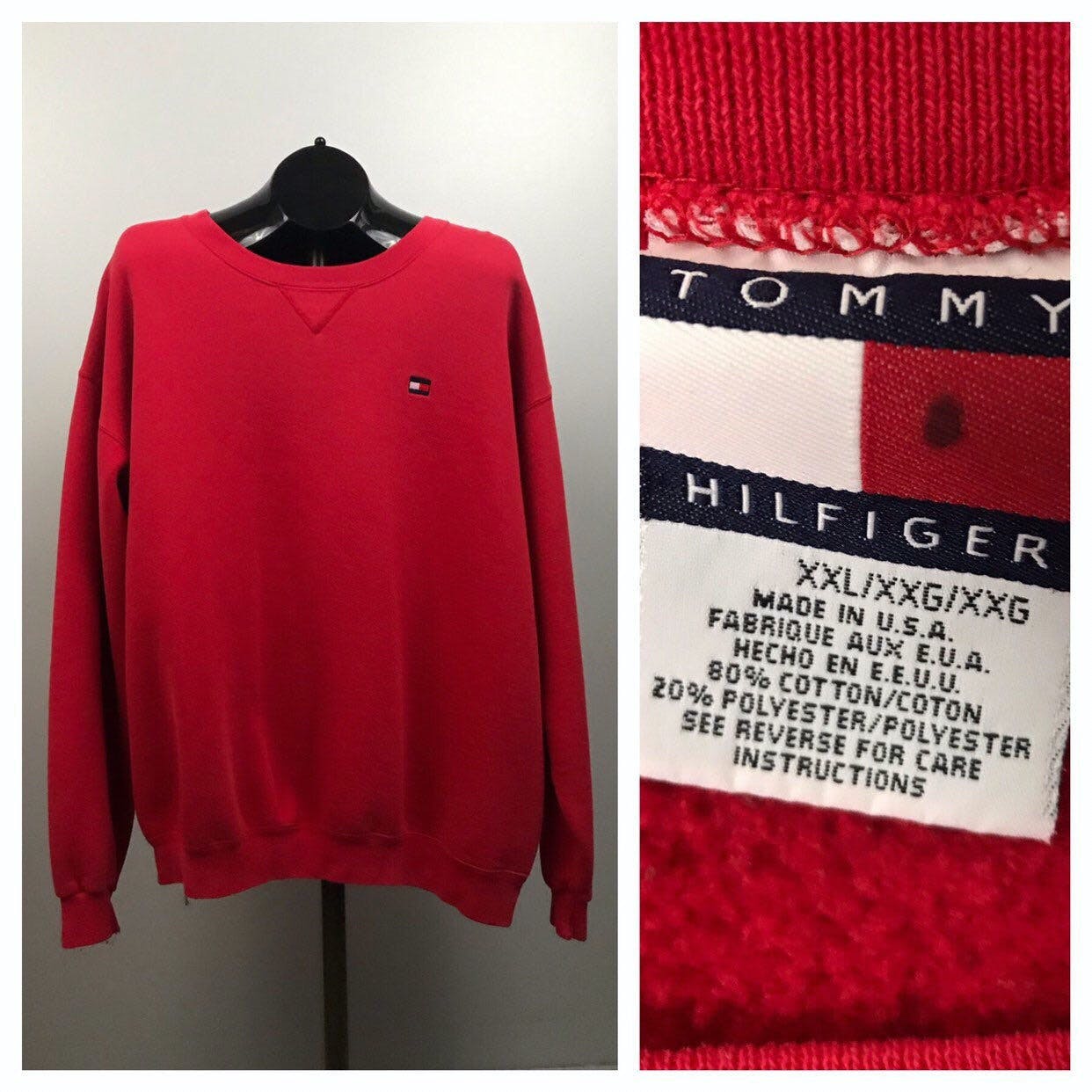 Vintage 90’s Bright Red Sweatshirt by Tommy Hilfiger | Shop THRILLING