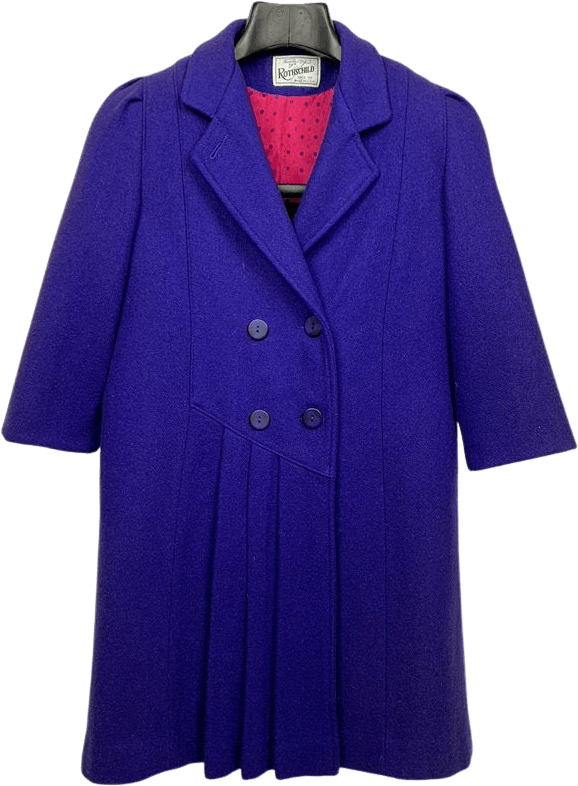 Vintage Purple Wool Double Breasted Pleat Detail Coat by Rothschild ...