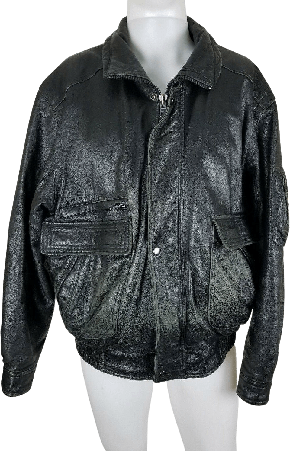 Vintage 90’s Black Leather Bomber Jacket by Wilson's Leather | Shop ...