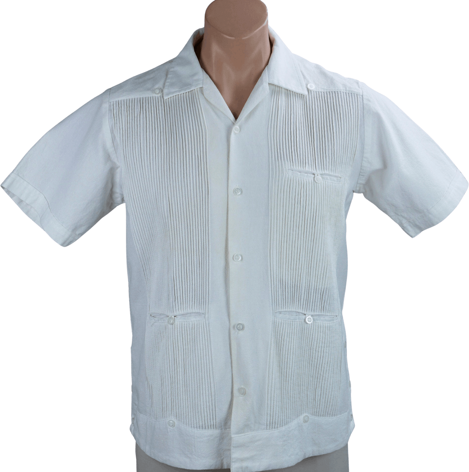 Vintage Ivory Gauze Button Up Mans Shirt, Short Sleeves Shop THRILLING