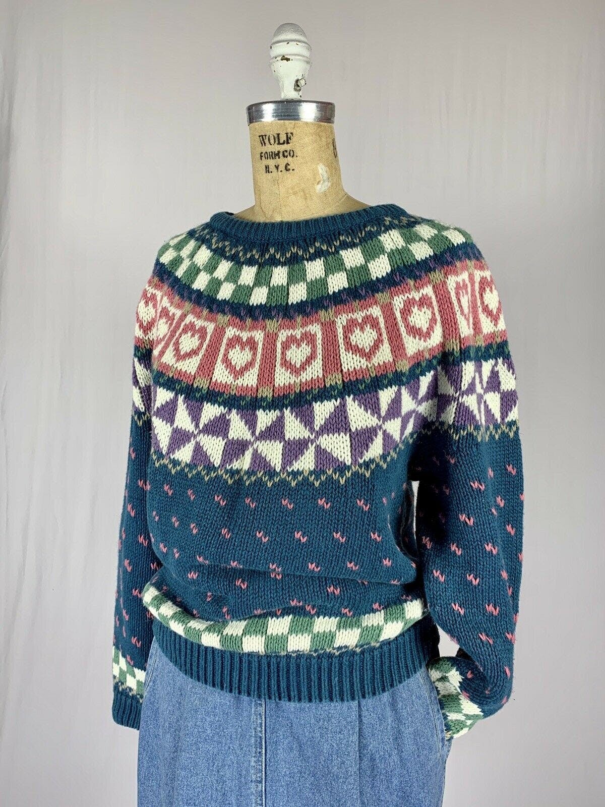 Vintage 90's Cottagecore Fair Isle Cotton Sweater | Shop THRILLING