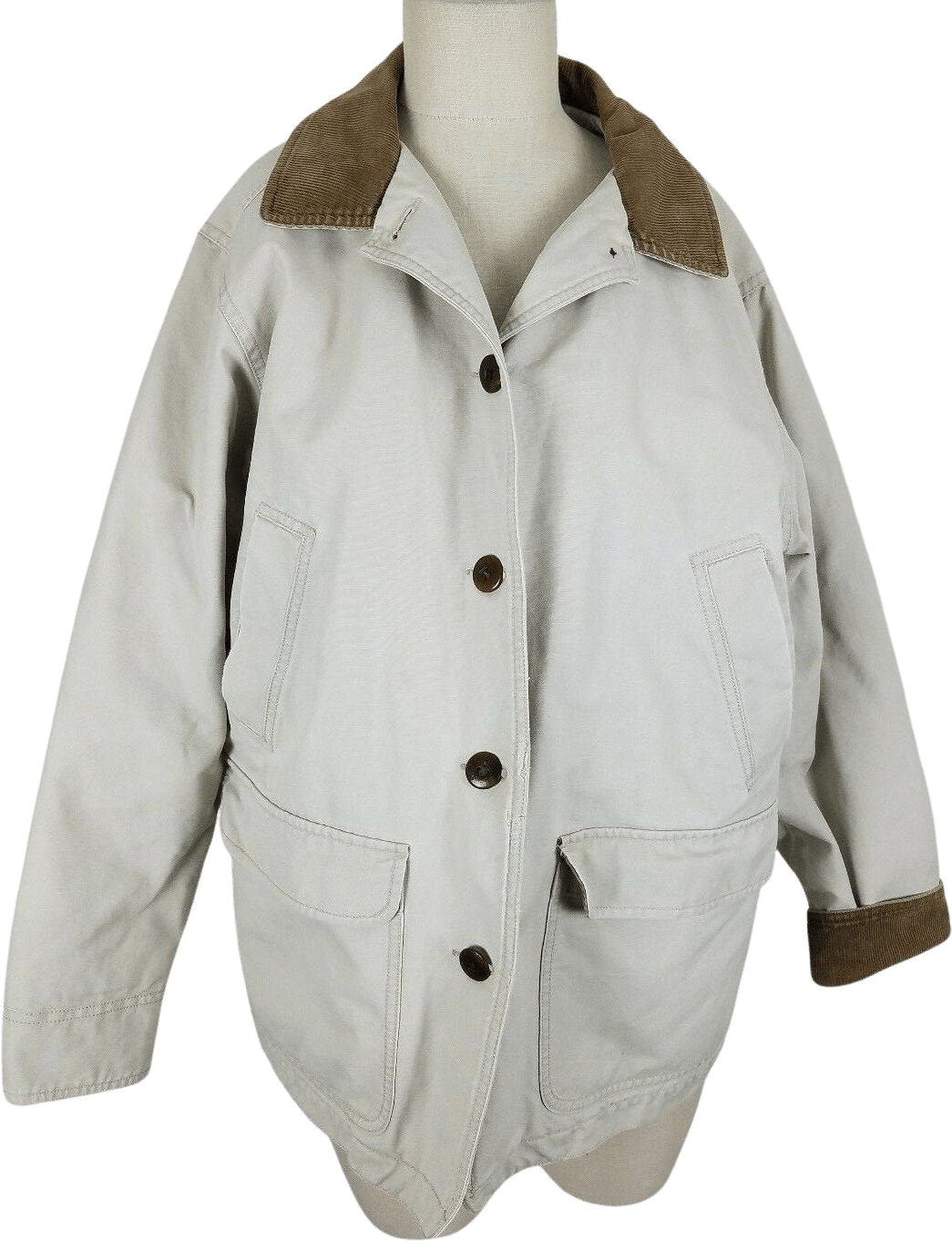 Vintage Beige Canvas Barn Jacket with Corduroy Collar by LL Bean | Shop ...