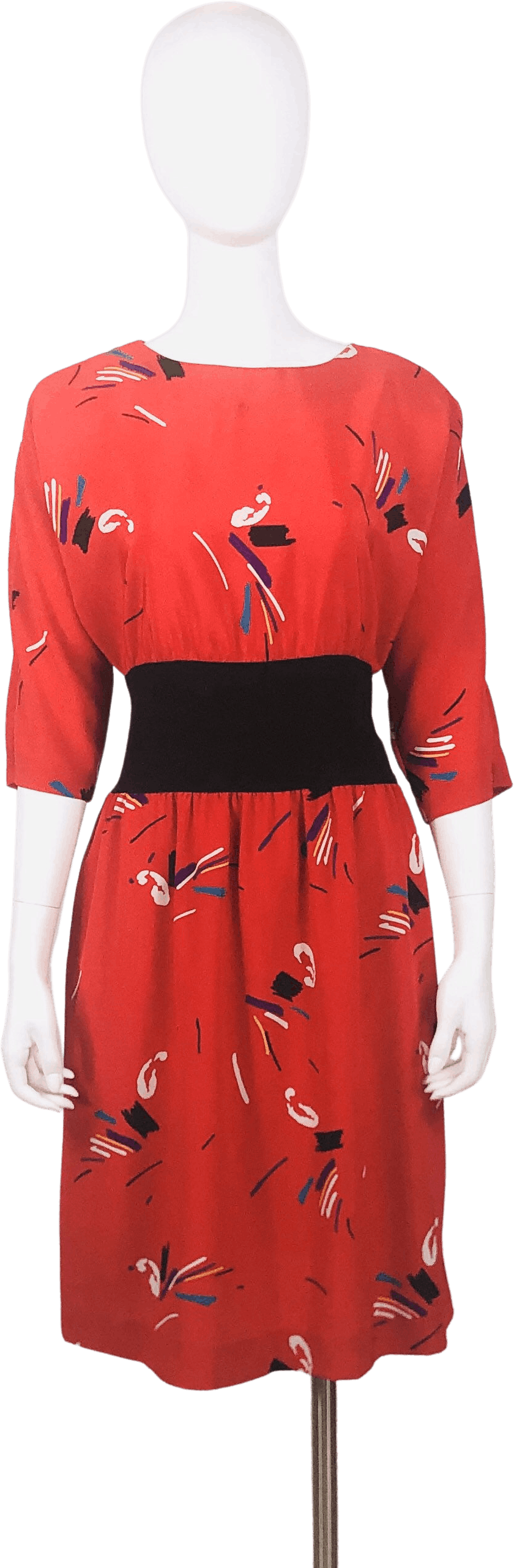 Vintage 80’s Red Abstract Dress by DLM Shop THRILLING