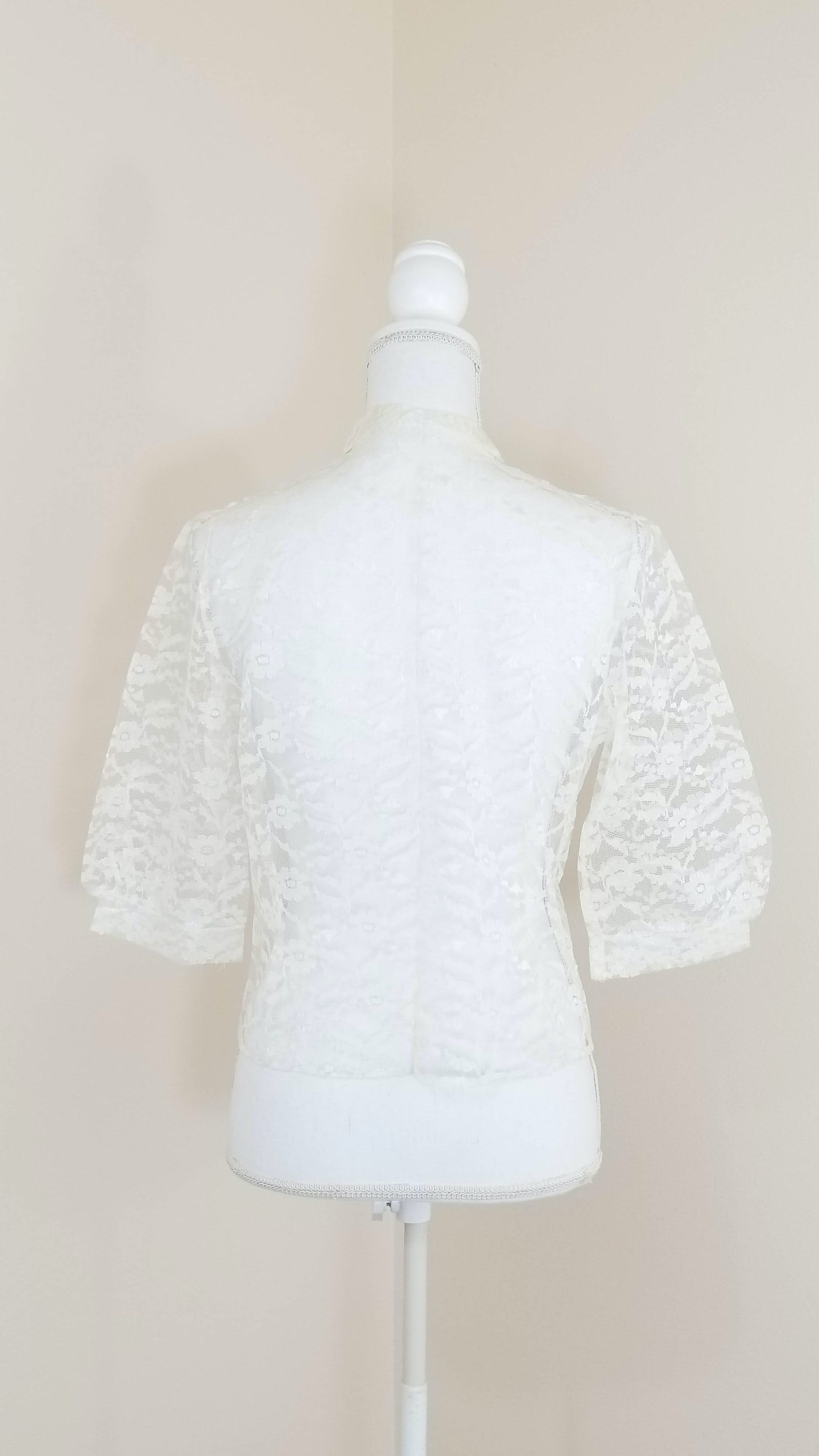 Vintage 60’s White Lace Button Up Blouse with Studded Collar | Shop ...
