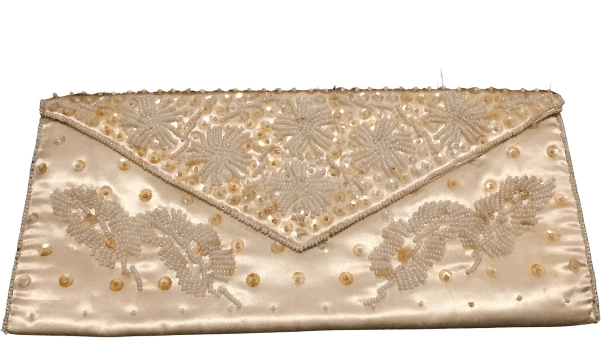 Vintage Off White Satin and Beaded Wedding Clutch | Shop THRILLING