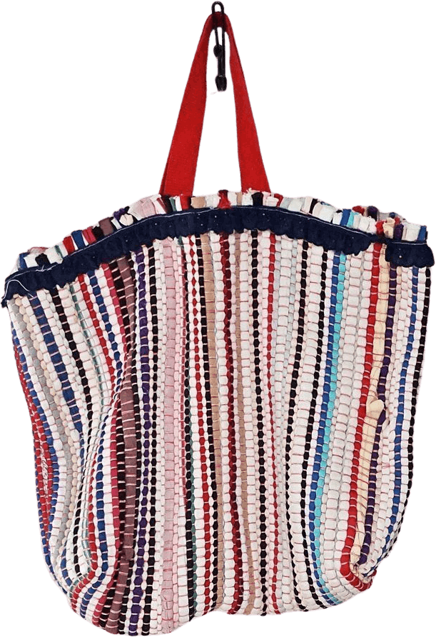 Vintage 70's Woven Rug Rainbow Striped Tote | Shop THRILLING