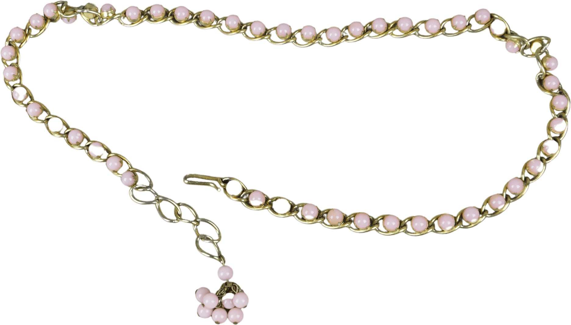 Vintage Pink Pearl Gold Chain Belt Shop THRILLING
