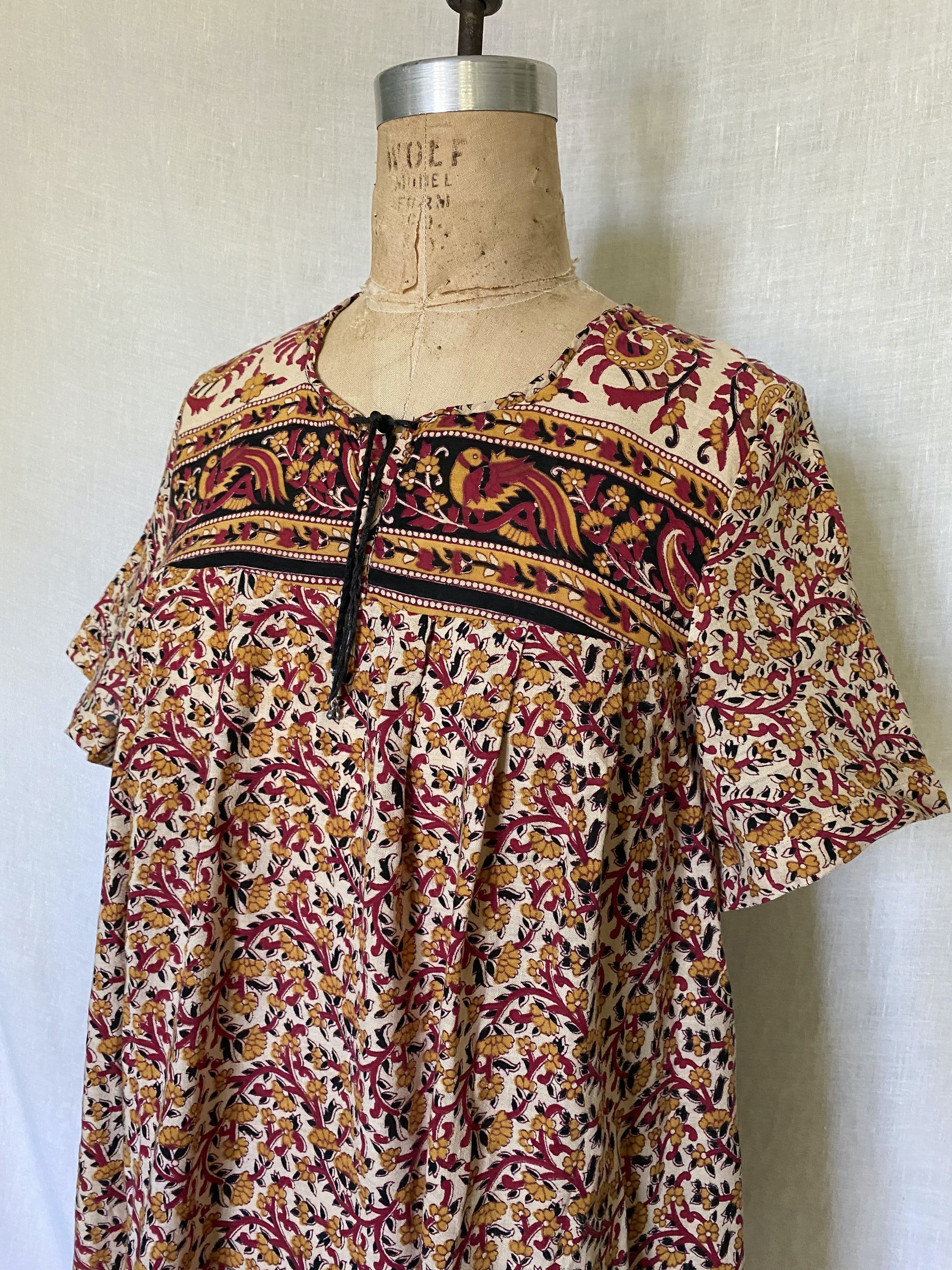 Vintage 60's Indian Cotton Gauze Block Print Dress | Shop THRILLING