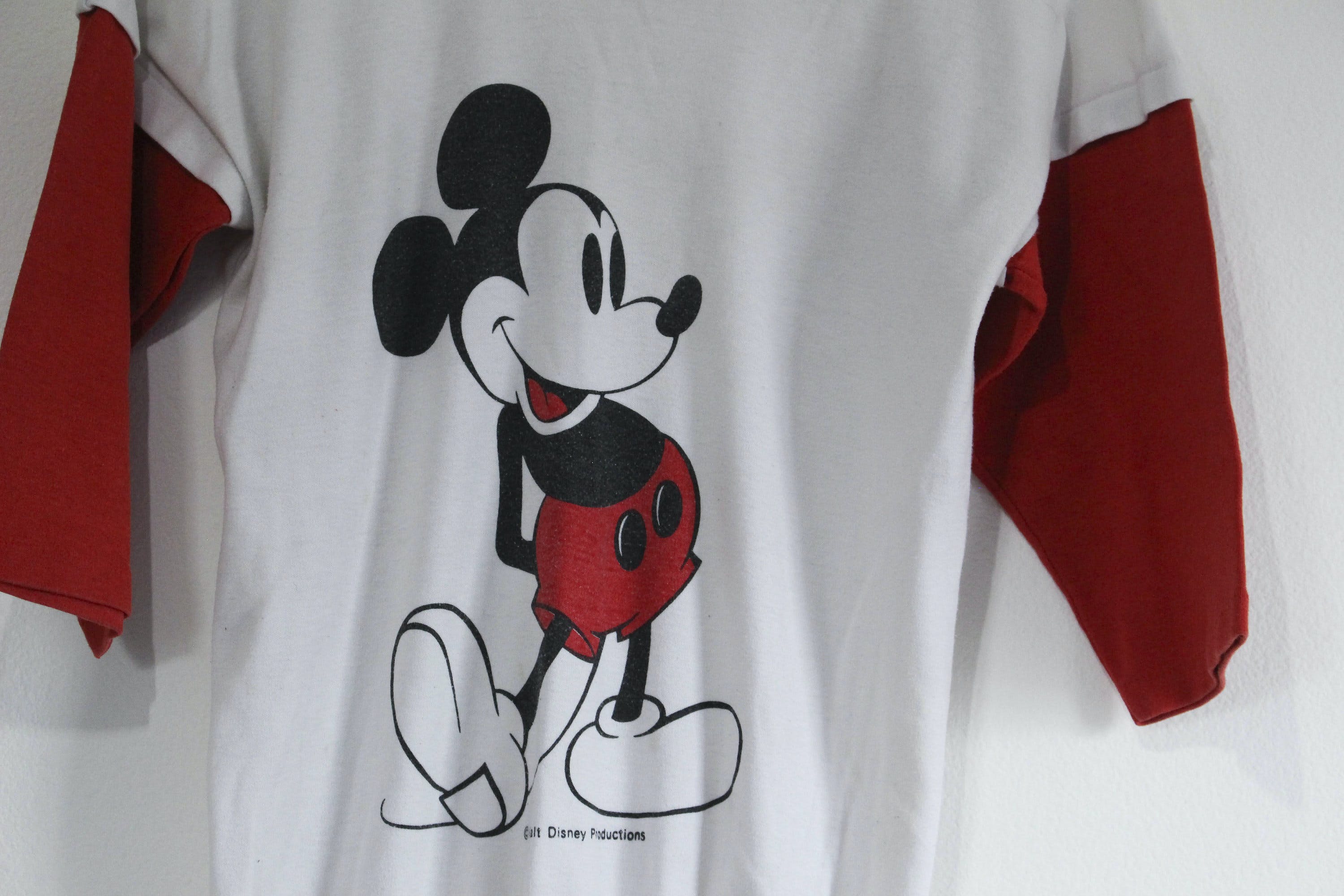 Vintage Gray and Red Colorblock Mickey Mouse Graphic T-Shirt | Shop ...