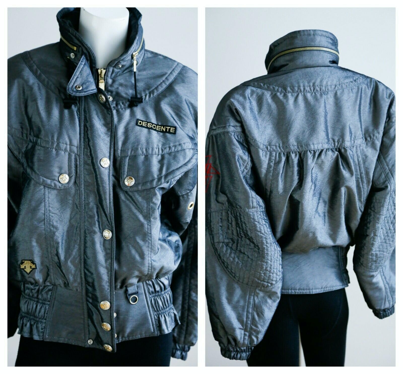 Vintage Slate Grey Bomber Jacket by Descente Shop THRILLING