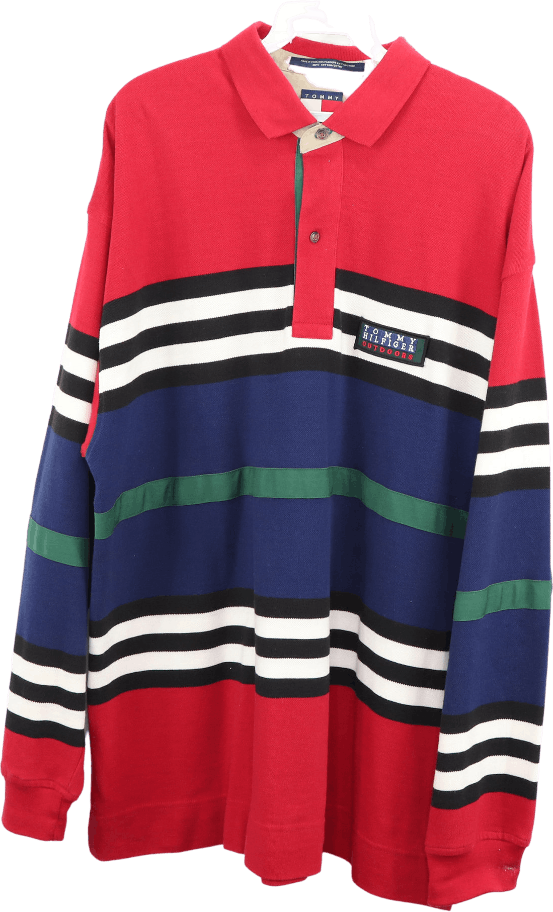 Vintage 90's Men's Colorblock Striped Shirt by Tommy Hilfiger | Shop ...