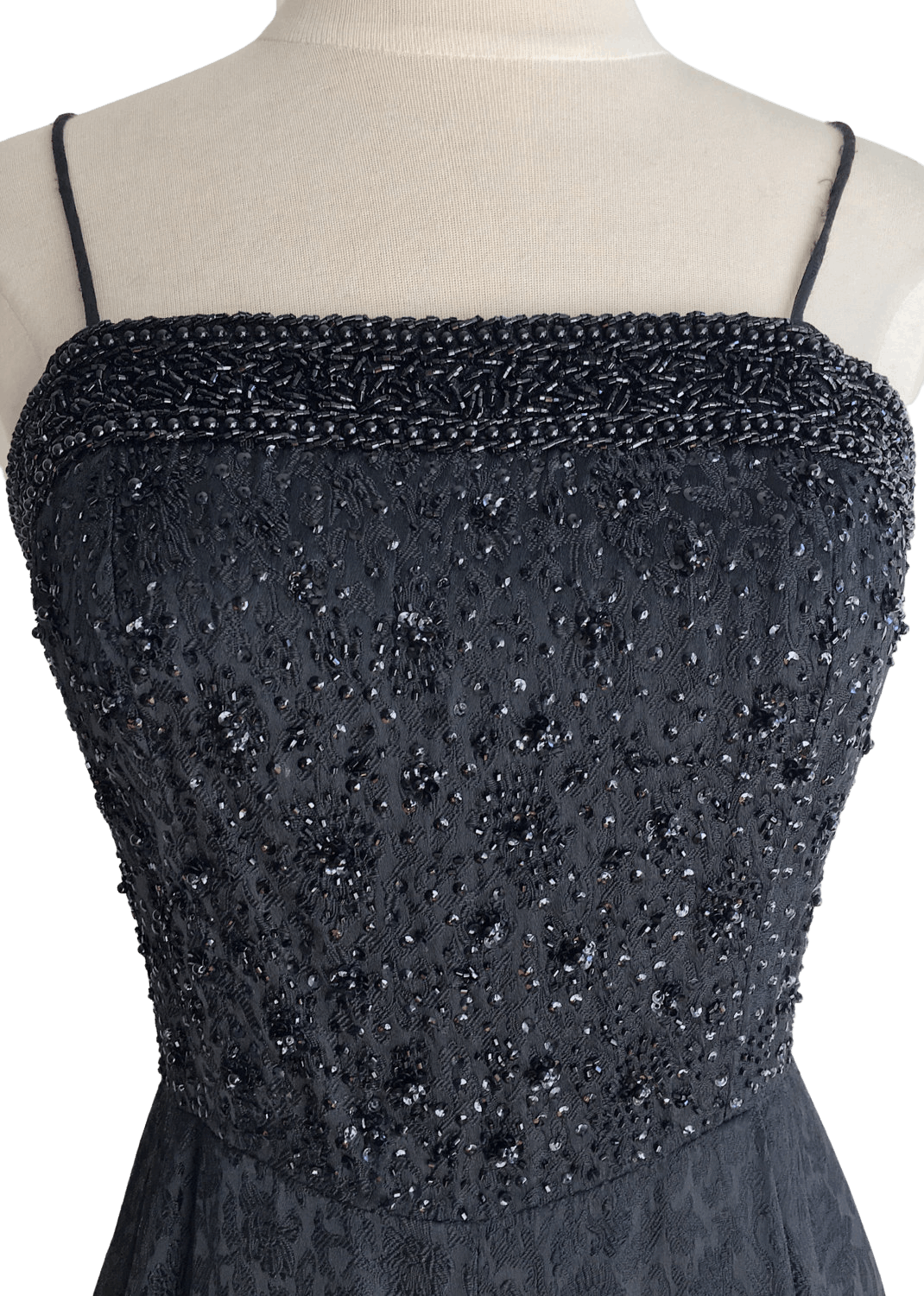 Black Beaded Vintage Gown