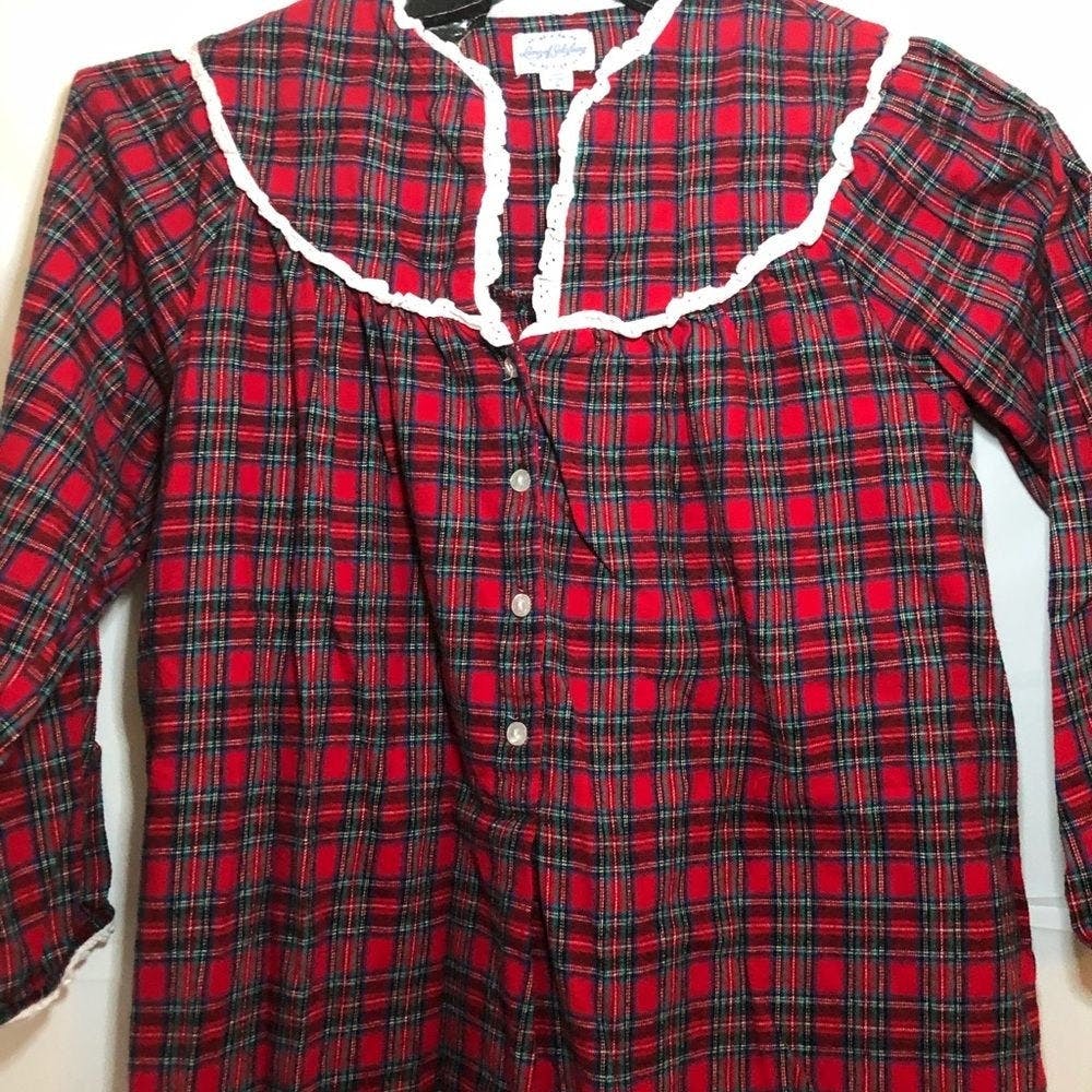 Vintage Classic Red Plaid Flannel Nightgown by Lanz of Salzburg | Shop ...