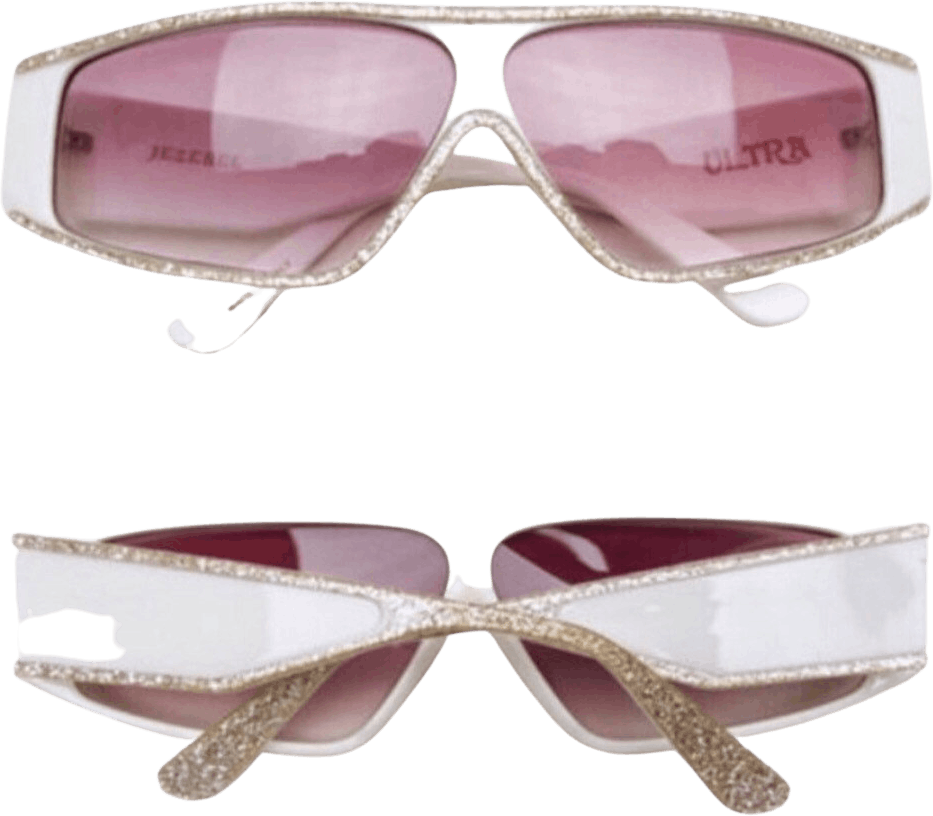 Vintage 80 S White And Gold Frame Oversized Sunglasses By Jezebel Shop Thrilling