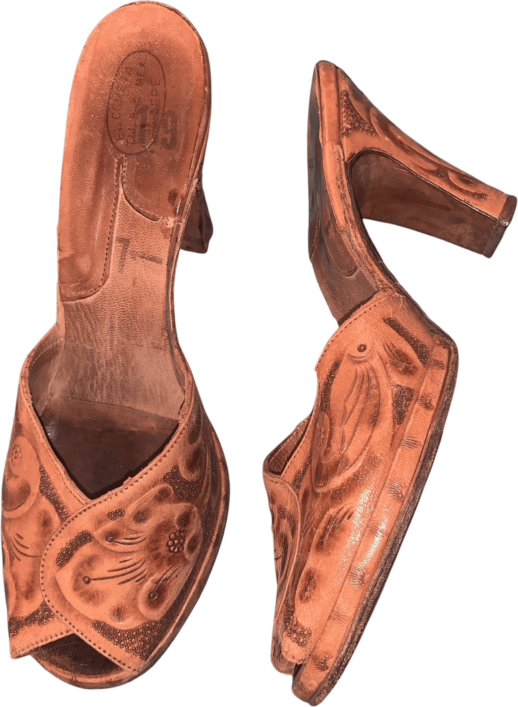 Vintage 60’s/70’s Brown Leather Mules Shop THRILLING