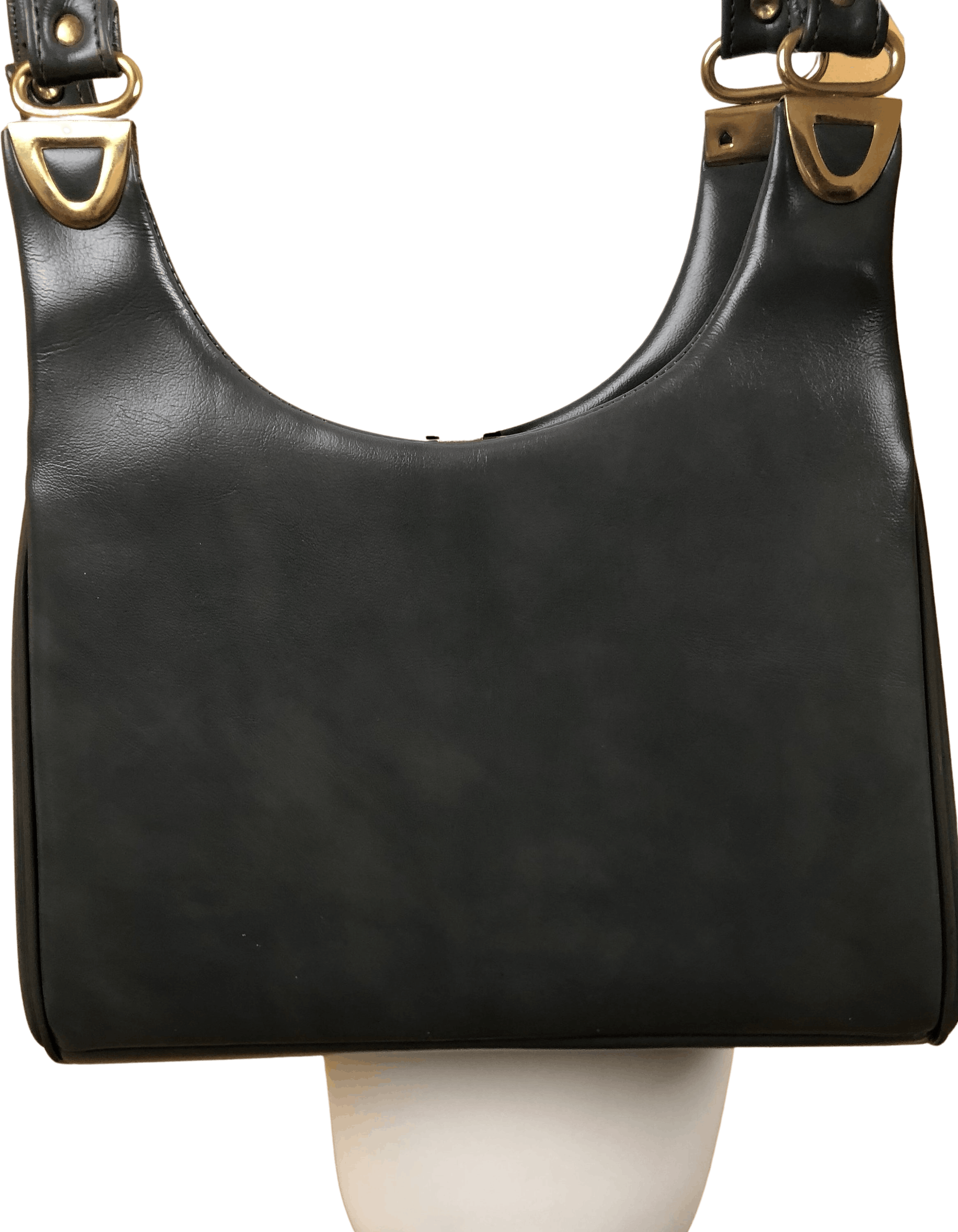 Vintage 70’s Charcoal Leather Double Handle Shoulder Bag | Shop THRILLING