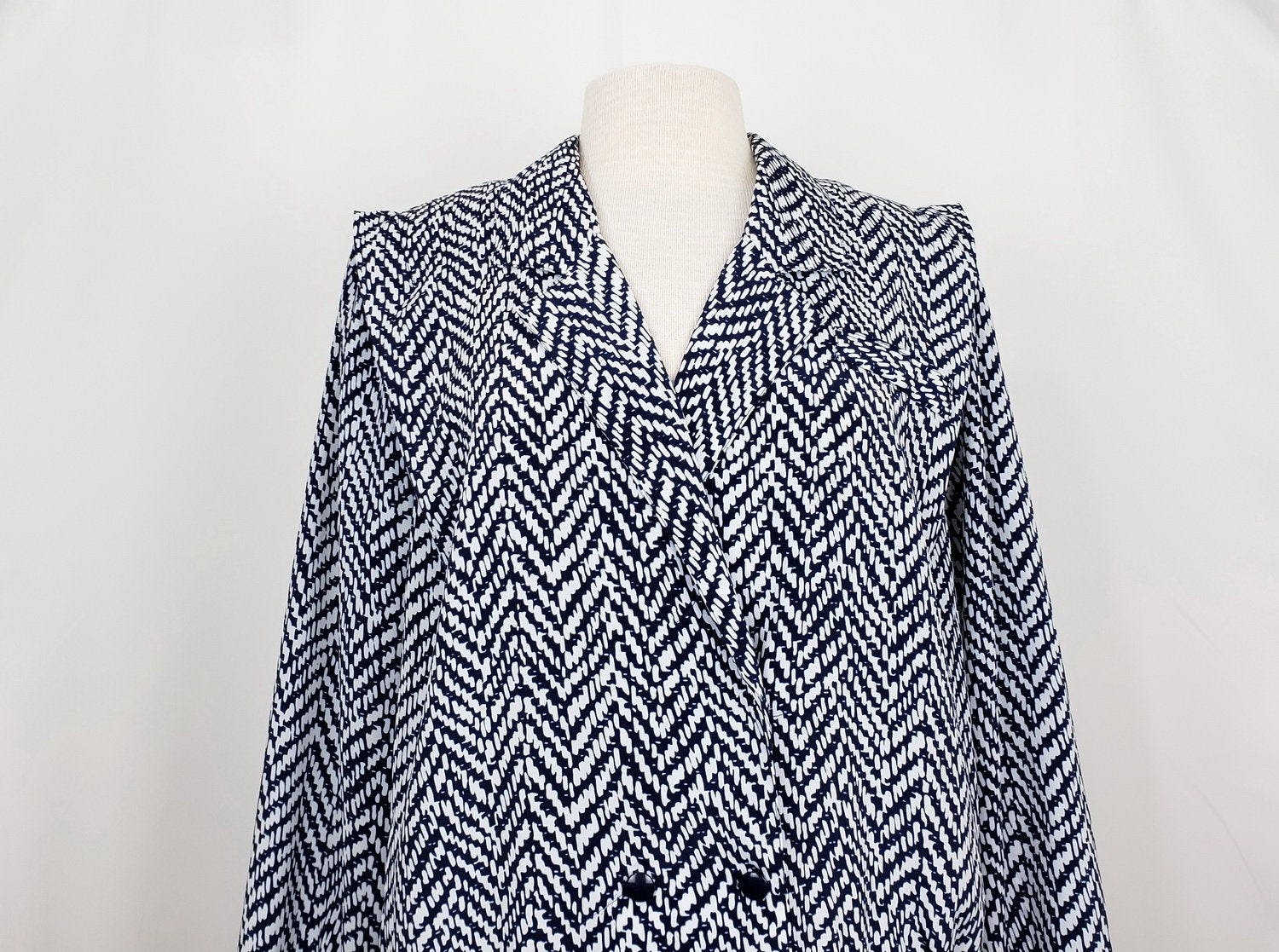 Vintage 80's Blue and White Double Breasted Jacket by DG California ...