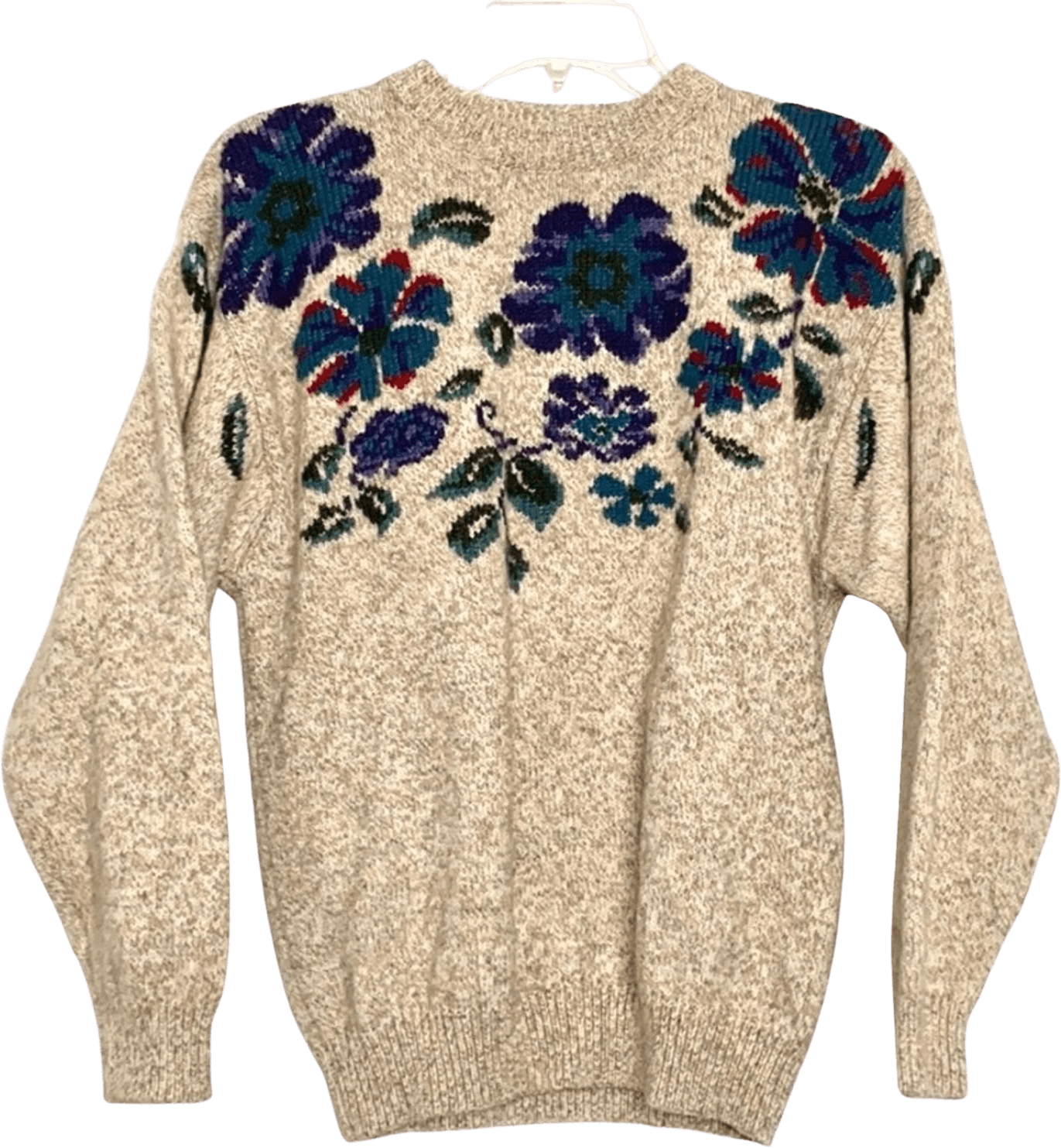 Vintage Cotton Blend Knit Sweater Floral Crewneck by Northern ...