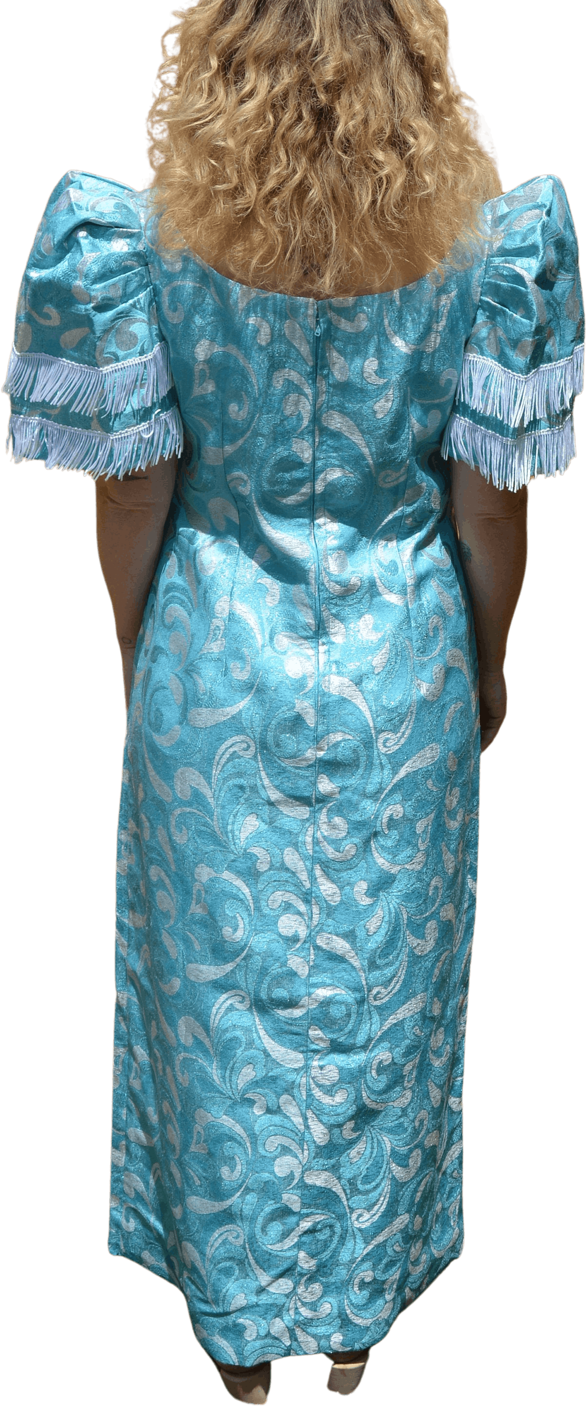Vintage 60’s Turquoise Brocade Dress with Fringe Detail | Shop THRILLING