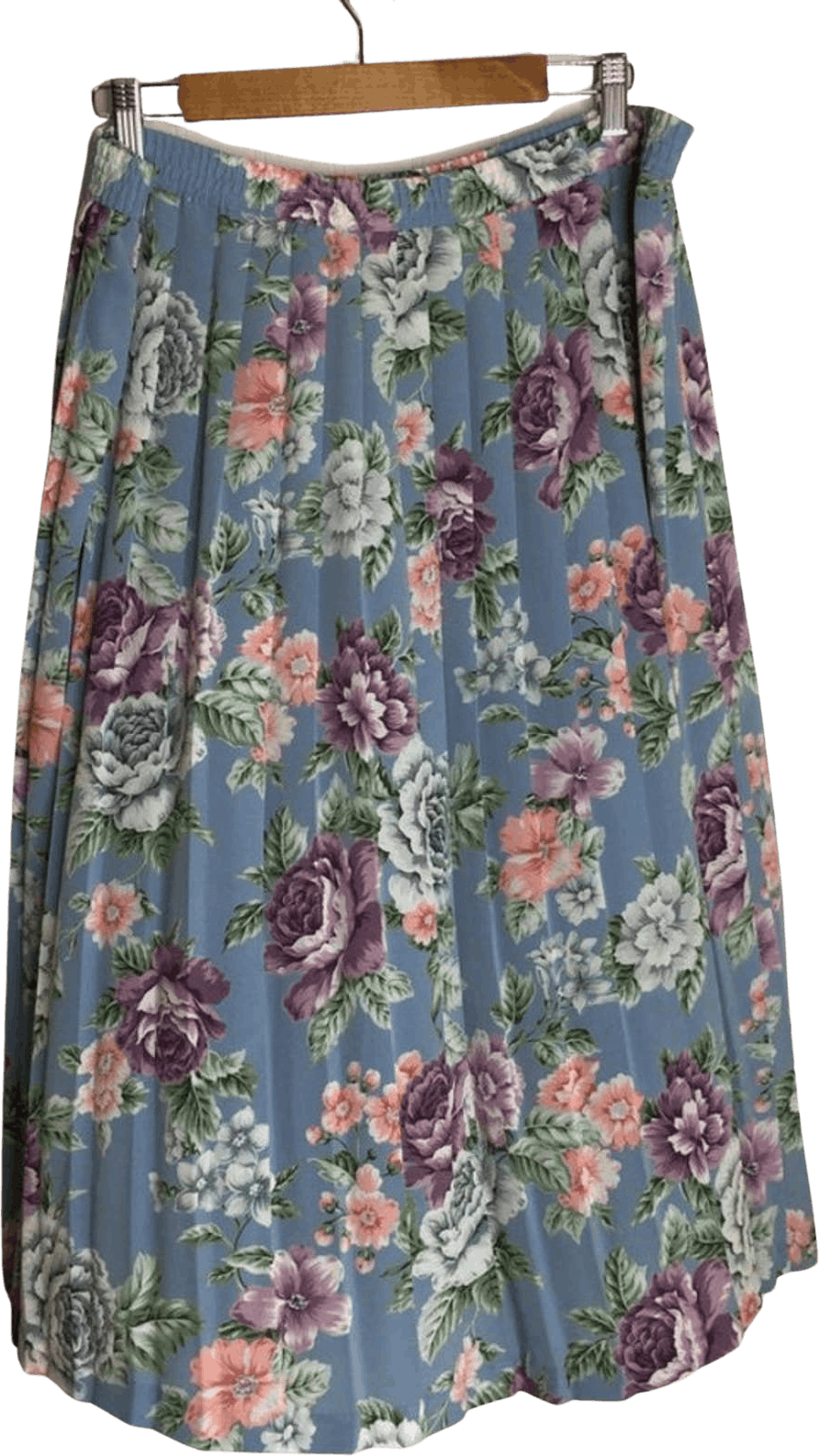 Vintage 90’s Slate Blue Multicolor Floral Pleated Skirt by Alfred ...