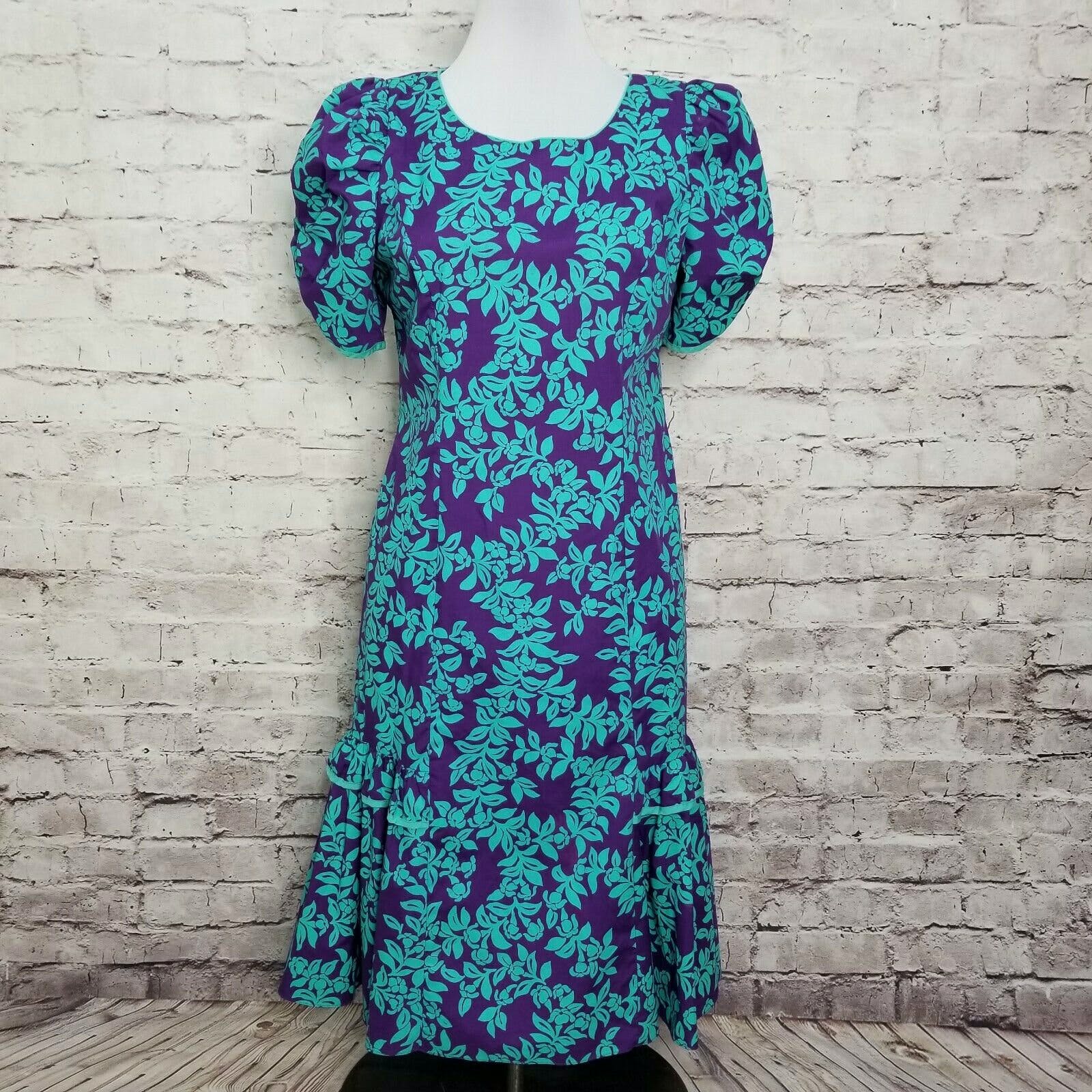 Vintage Purple Teal and Floral Hawaiian Dress by Shannon Marie | Shop ...