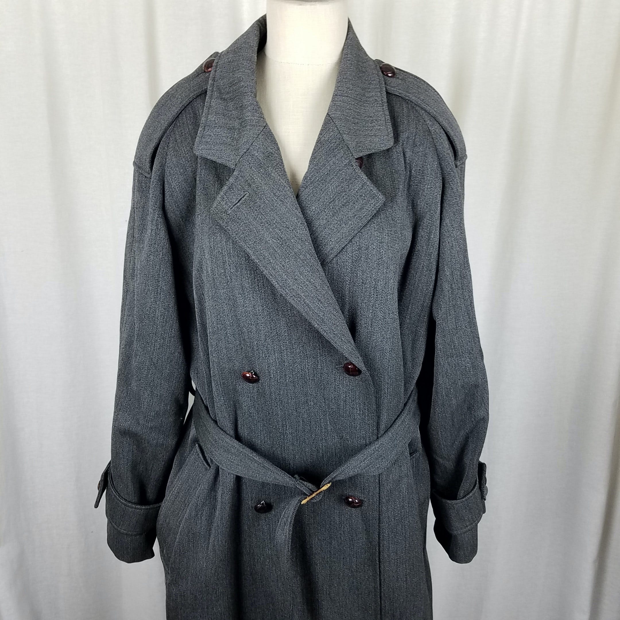 Vintage Gray Double Breasted Wool Tweed Trench Coat by JG Hook | Shop ...