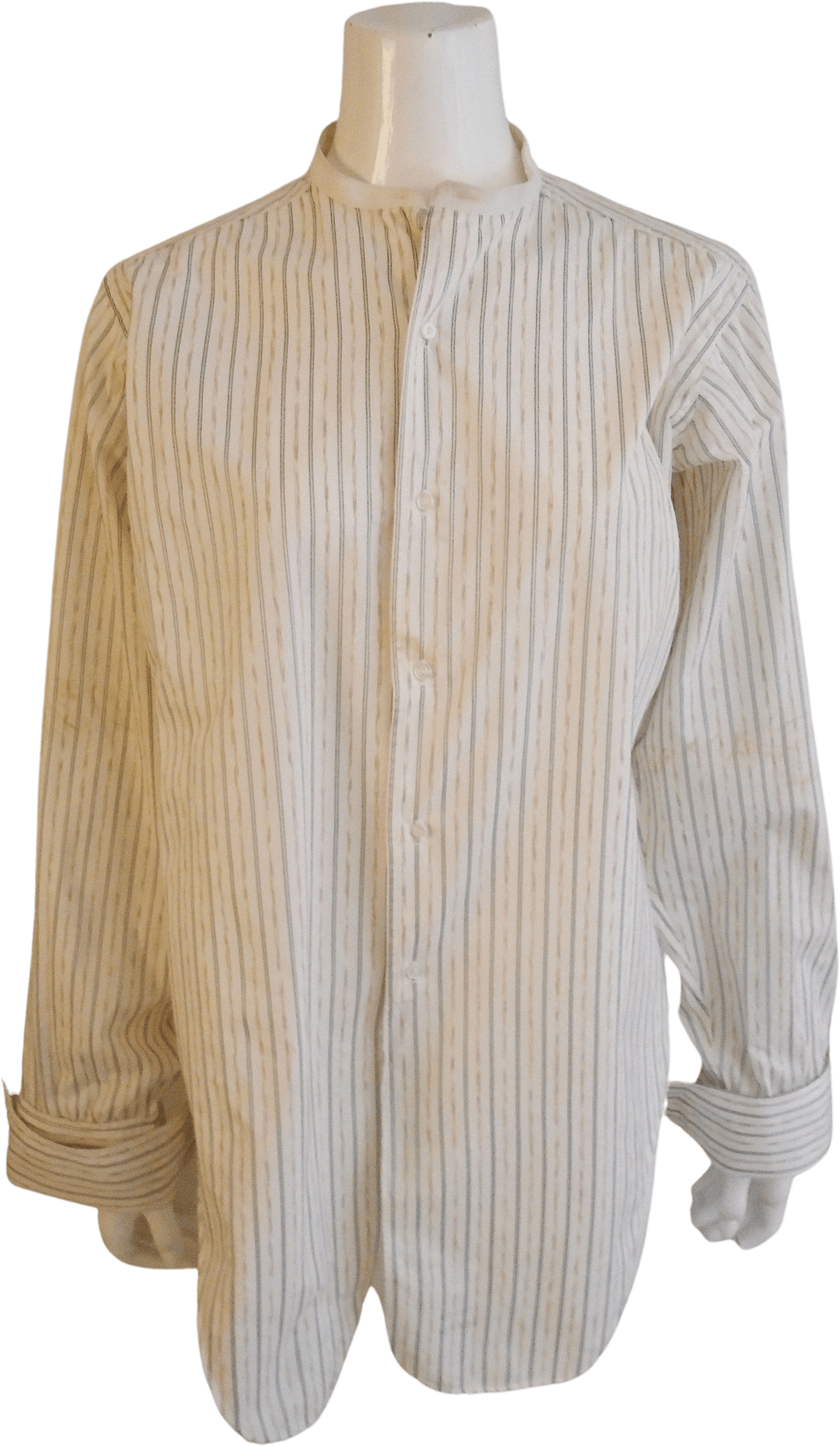 Vintage 10’s White with Brown and Green Striped Men's Long Sleeve ...