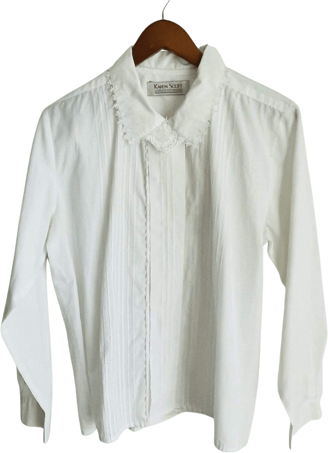 Vintage 90’s White Button Up Lace Collar Blouse by Karen Scott | Shop ...