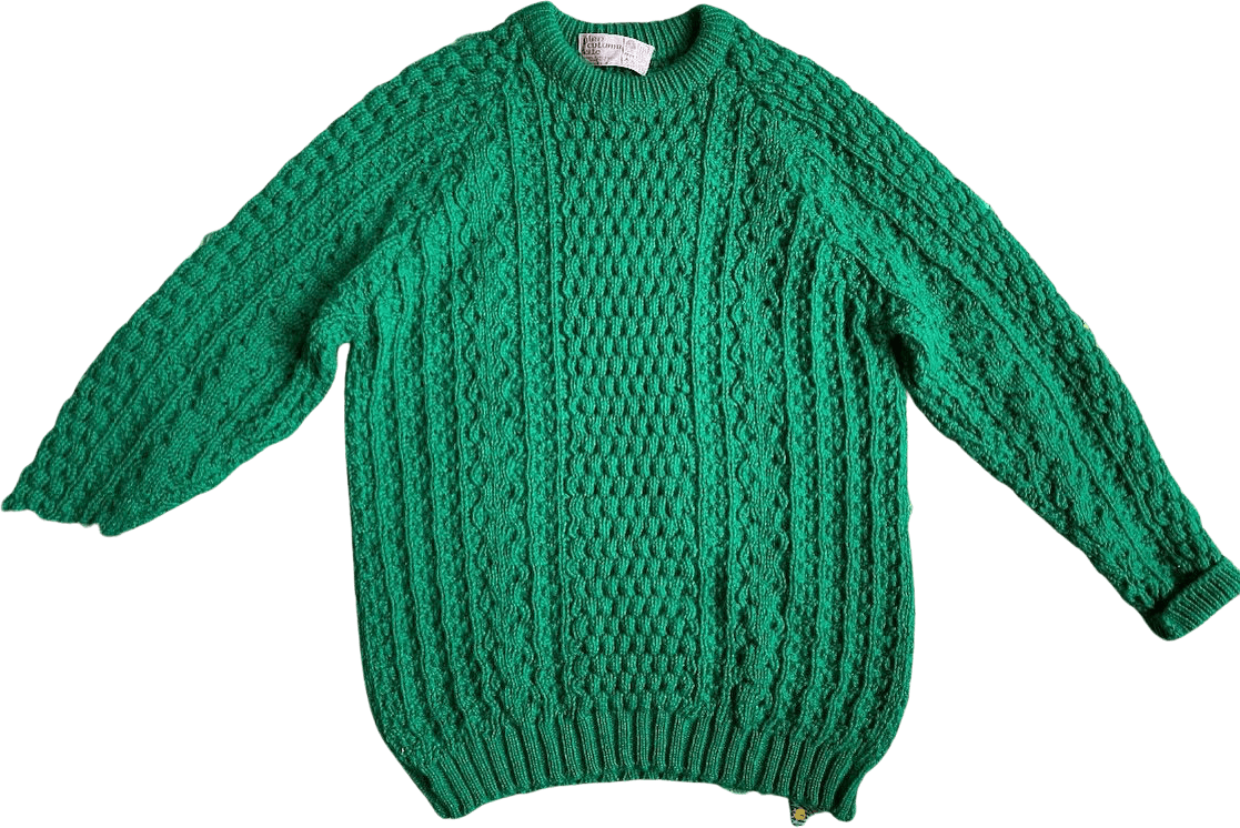 Vintage 80's Green Irish Wool Fisherman Sweater | Shop THRILLING
