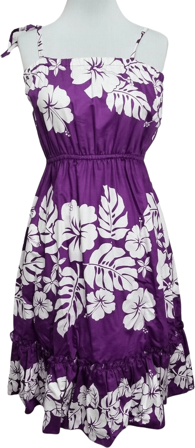 Vintage 60's/70's Purple Floral Hawaiian Midi Tiered Dress by Ti'a ...
