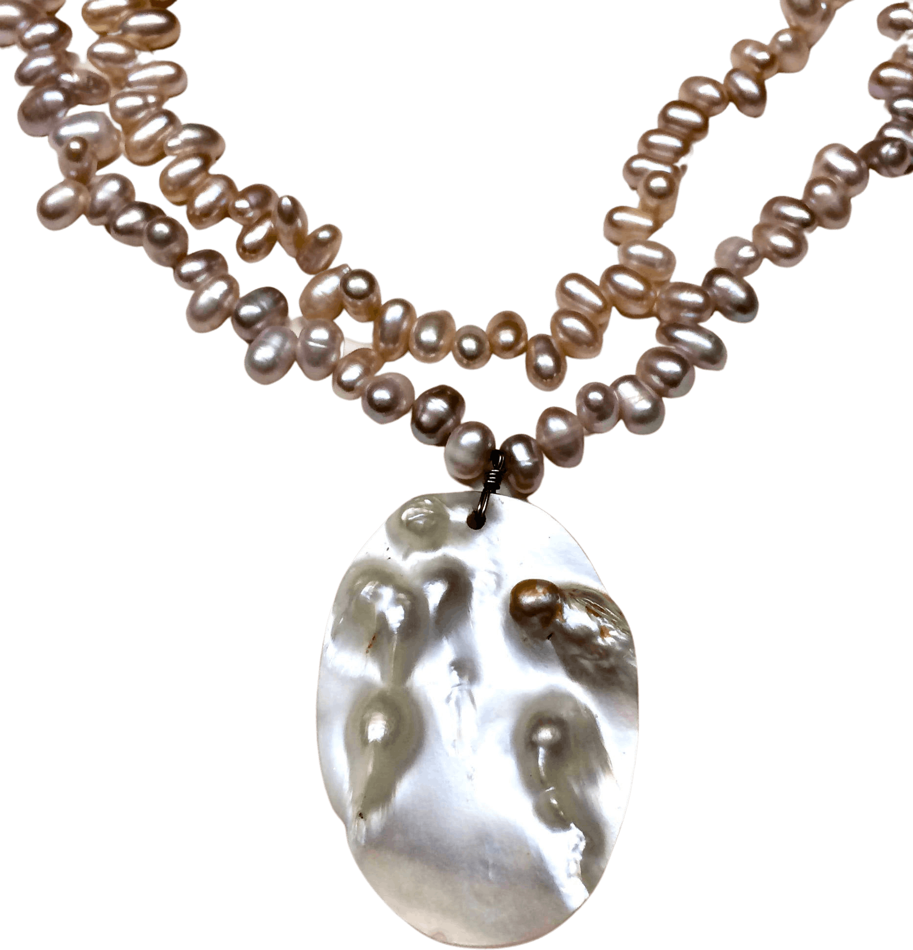 Vintage Multi Strand Pearl Beaded Pendant Necklace Shop THRILLING